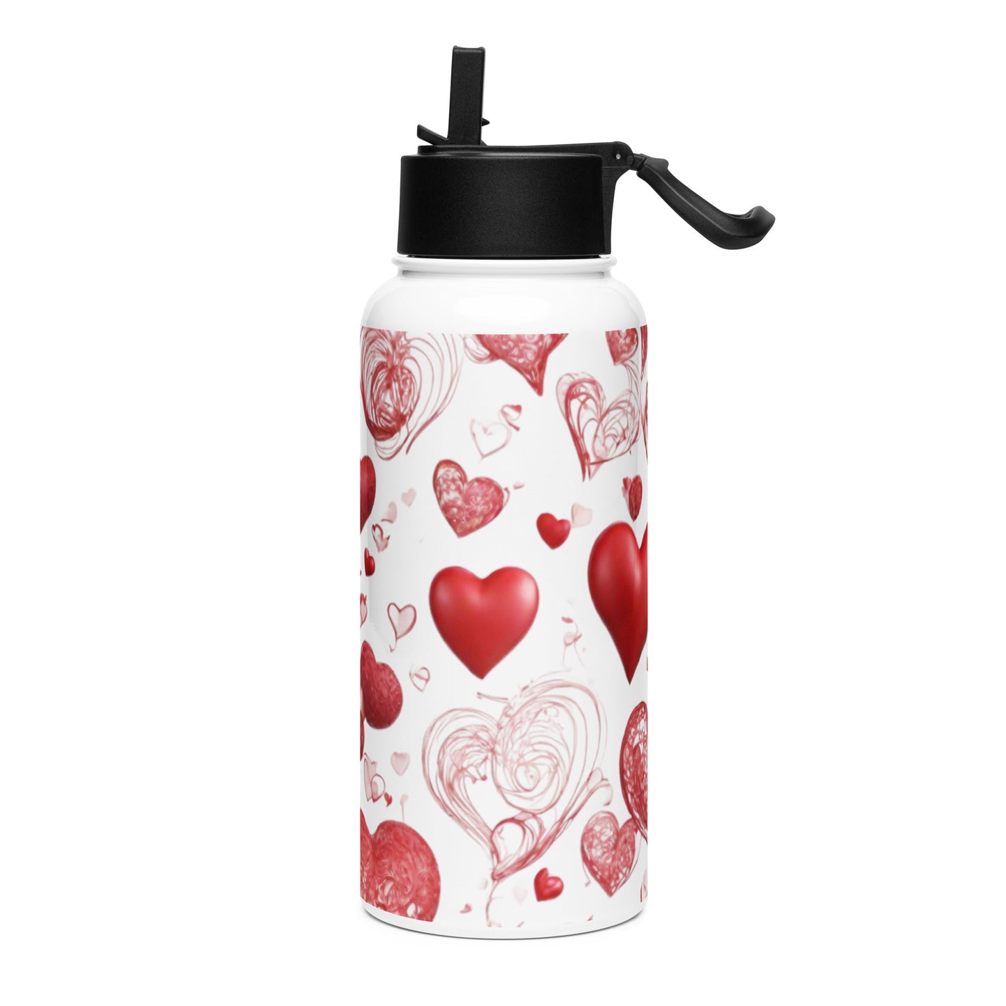 Stainless steel water bottle with a straw lid