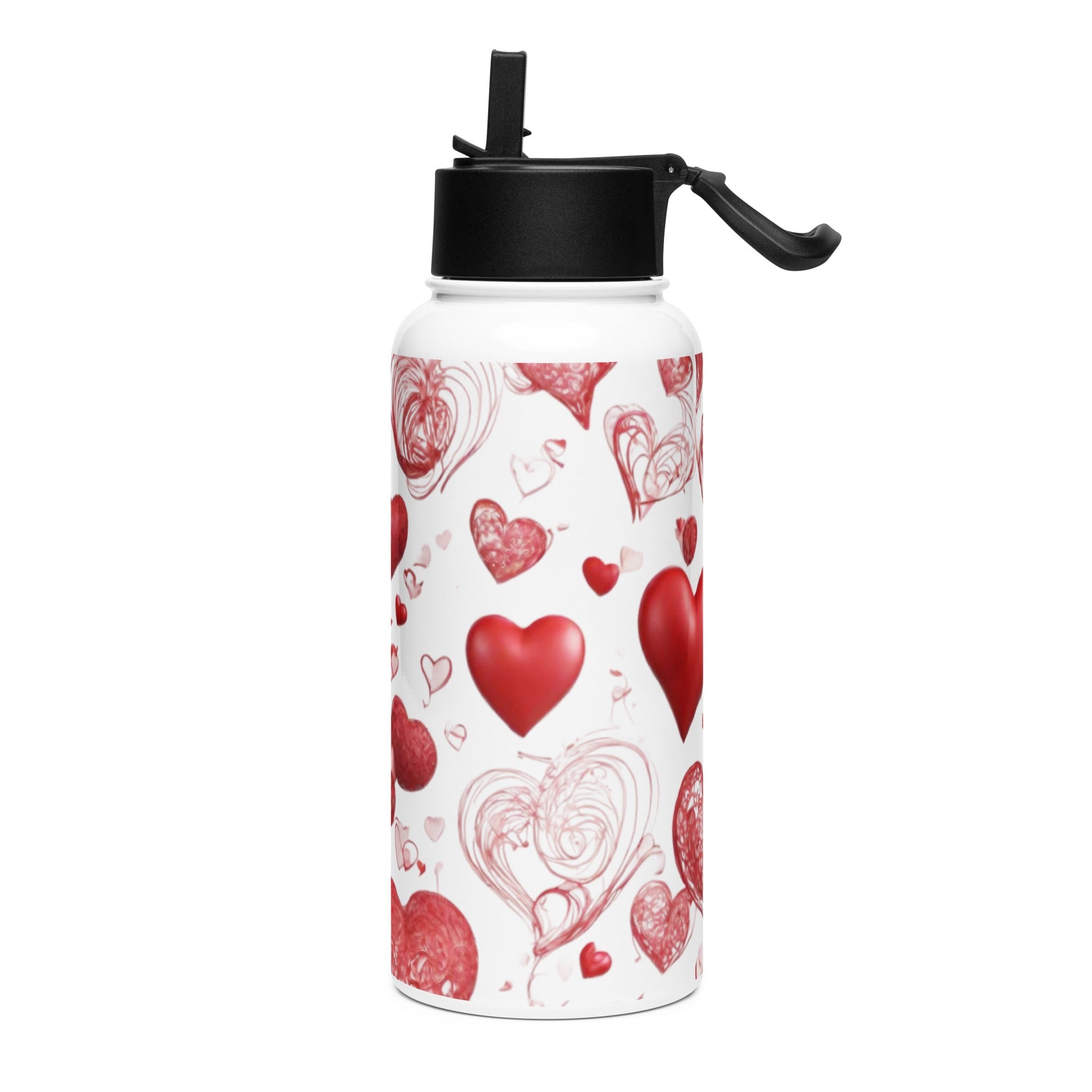 Stainless steel water bottle with a straw lid