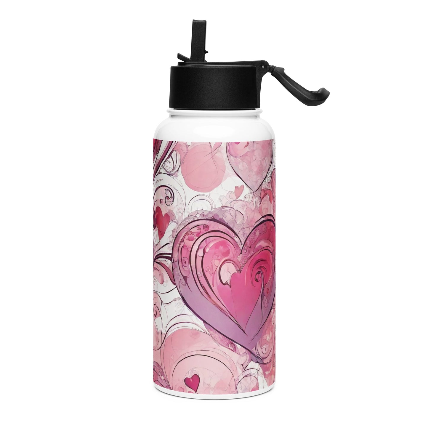 Stainless steel water bottle with a straw lid