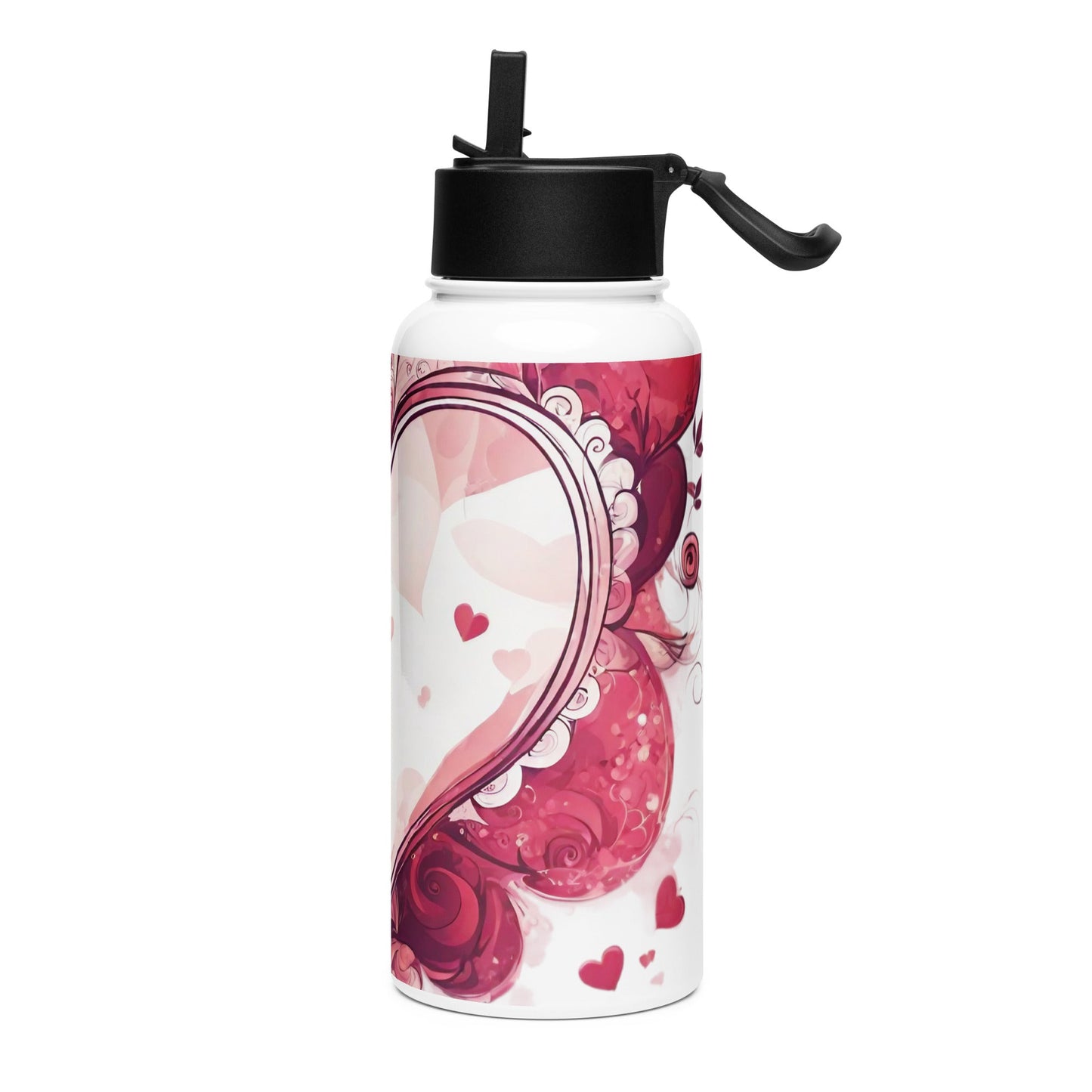 Stainless steel water bottle with a straw lid