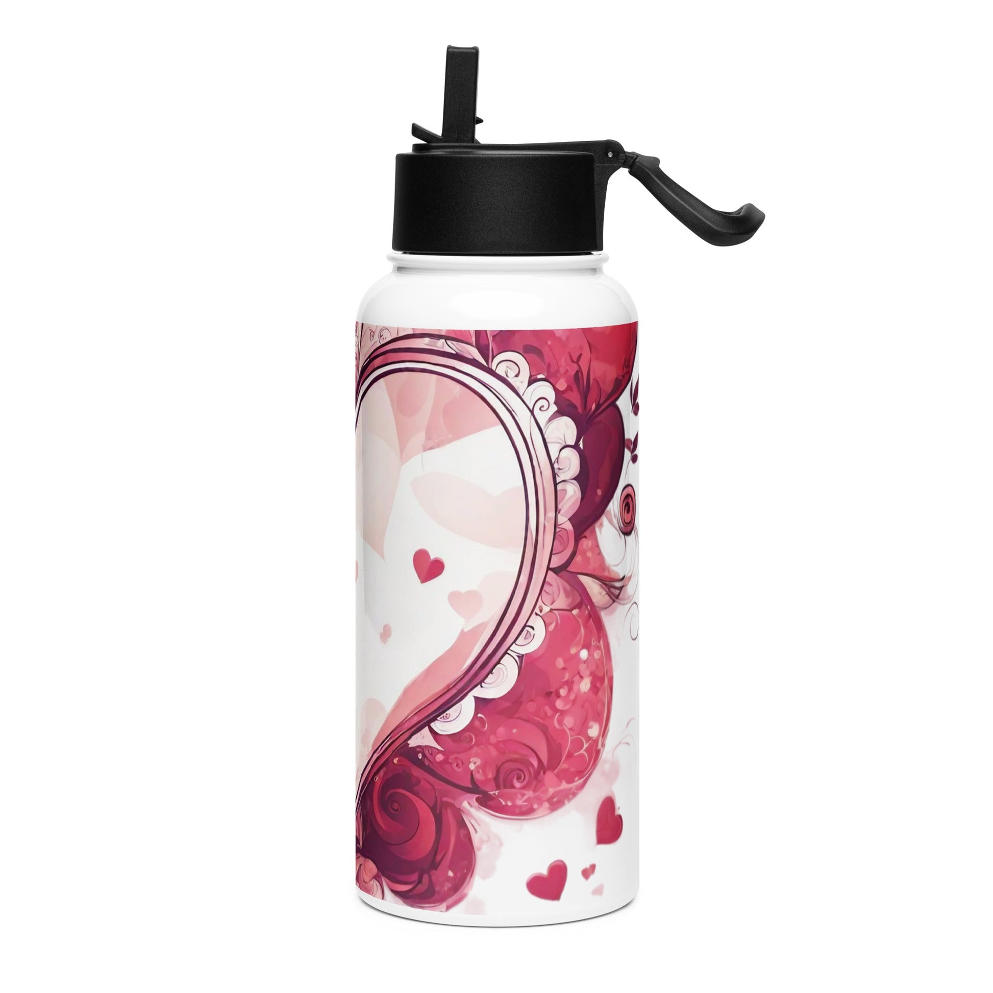 Stainless steel water bottle with a straw lid