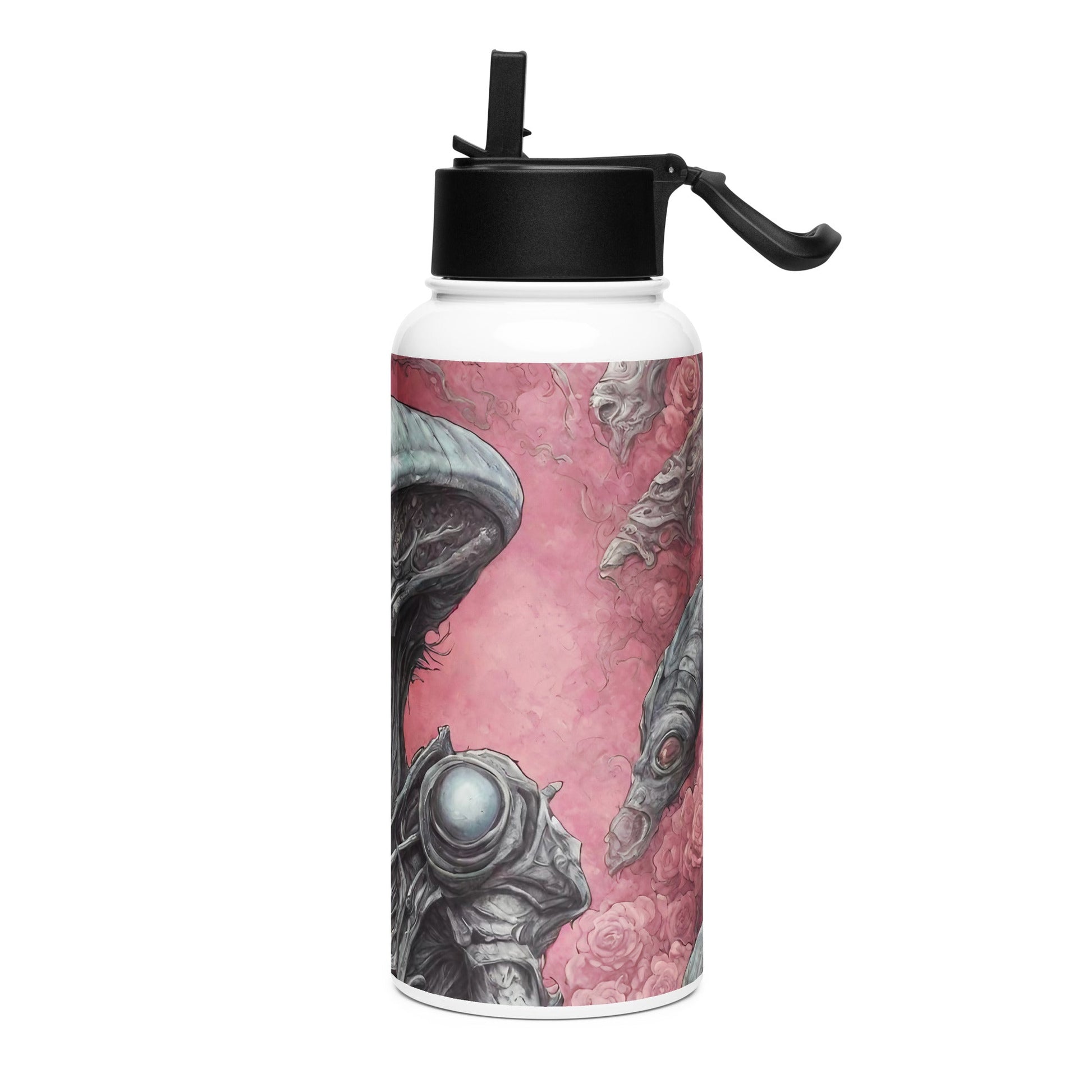 Stainless steel water bottle with a straw lid