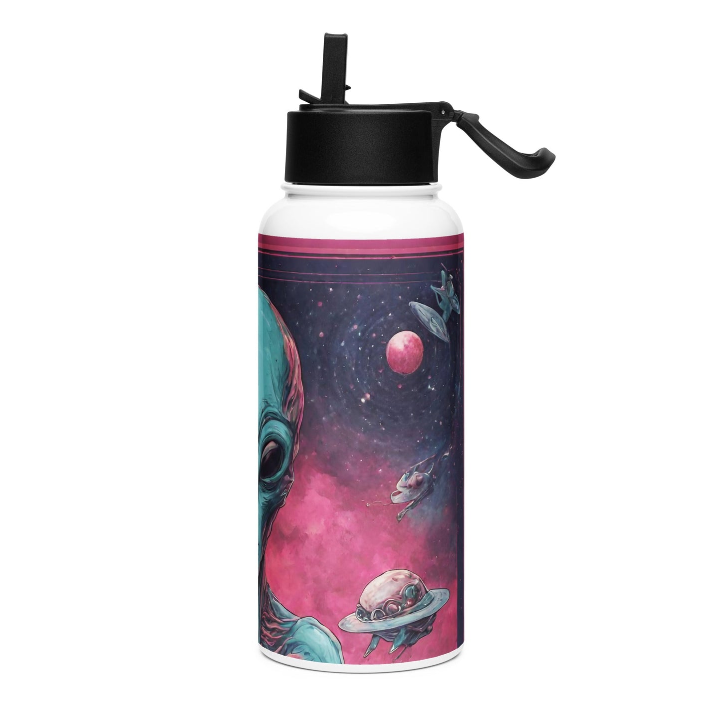 Stainless steel water bottle with a straw lid