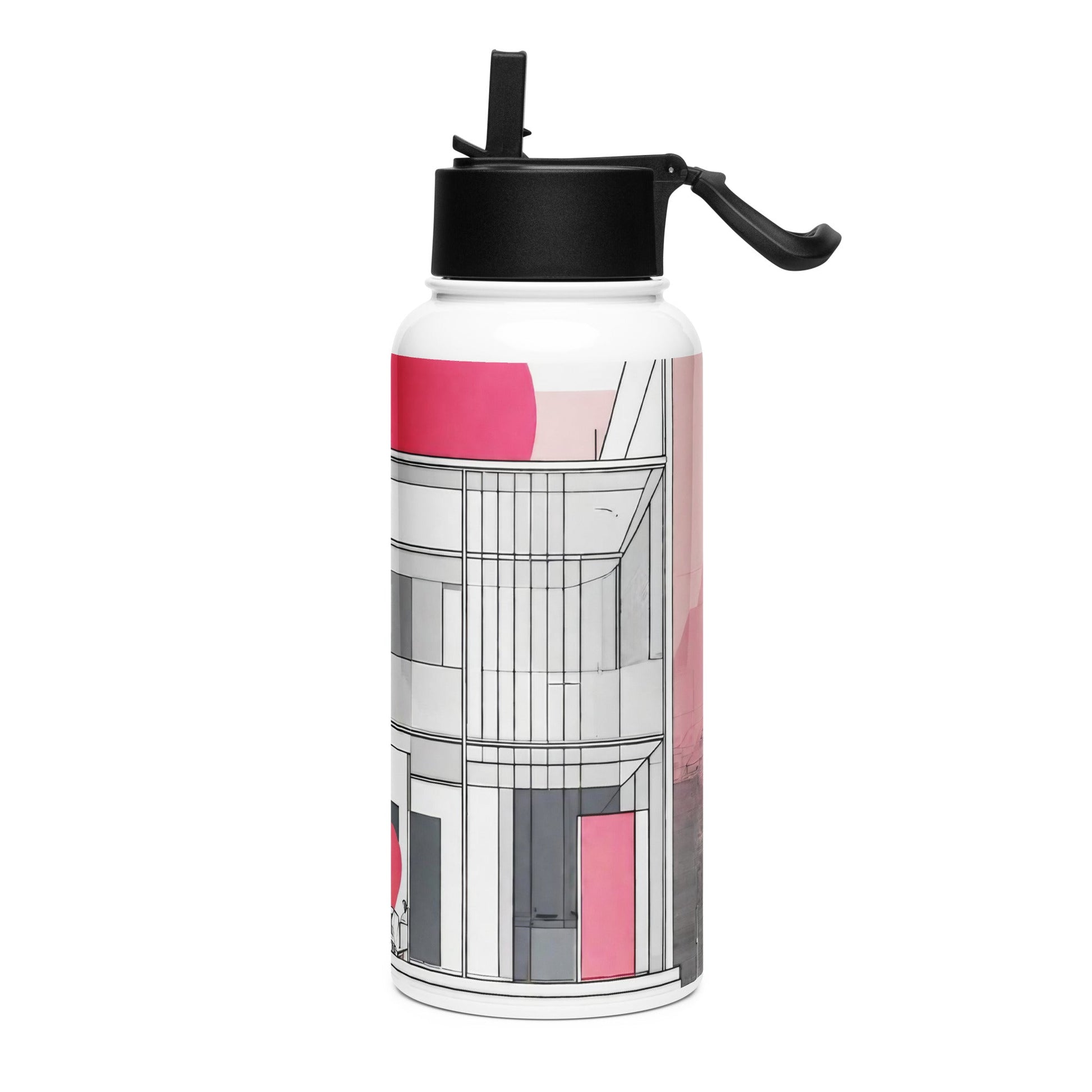 Stainless steel water bottle with a straw lid