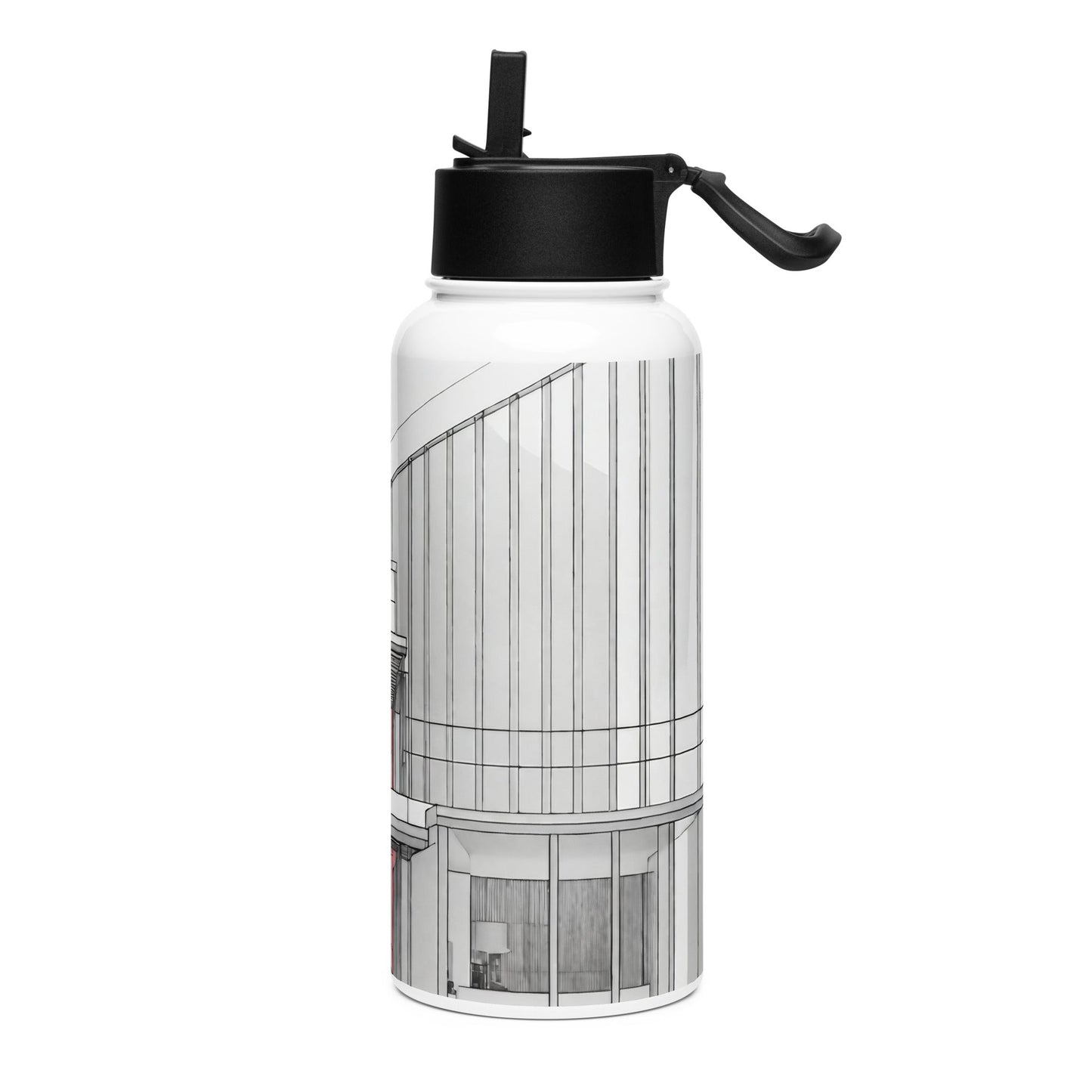 Stainless steel water bottle with a straw lid