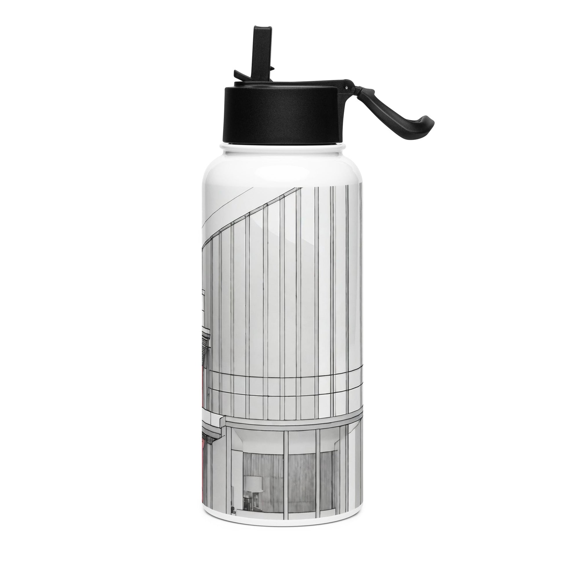 Stainless steel water bottle with a straw lid