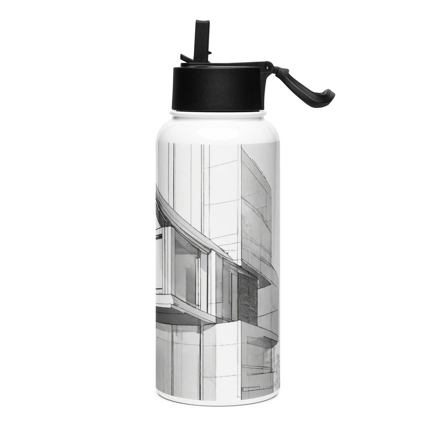 Stainless steel water bottle with a straw lid