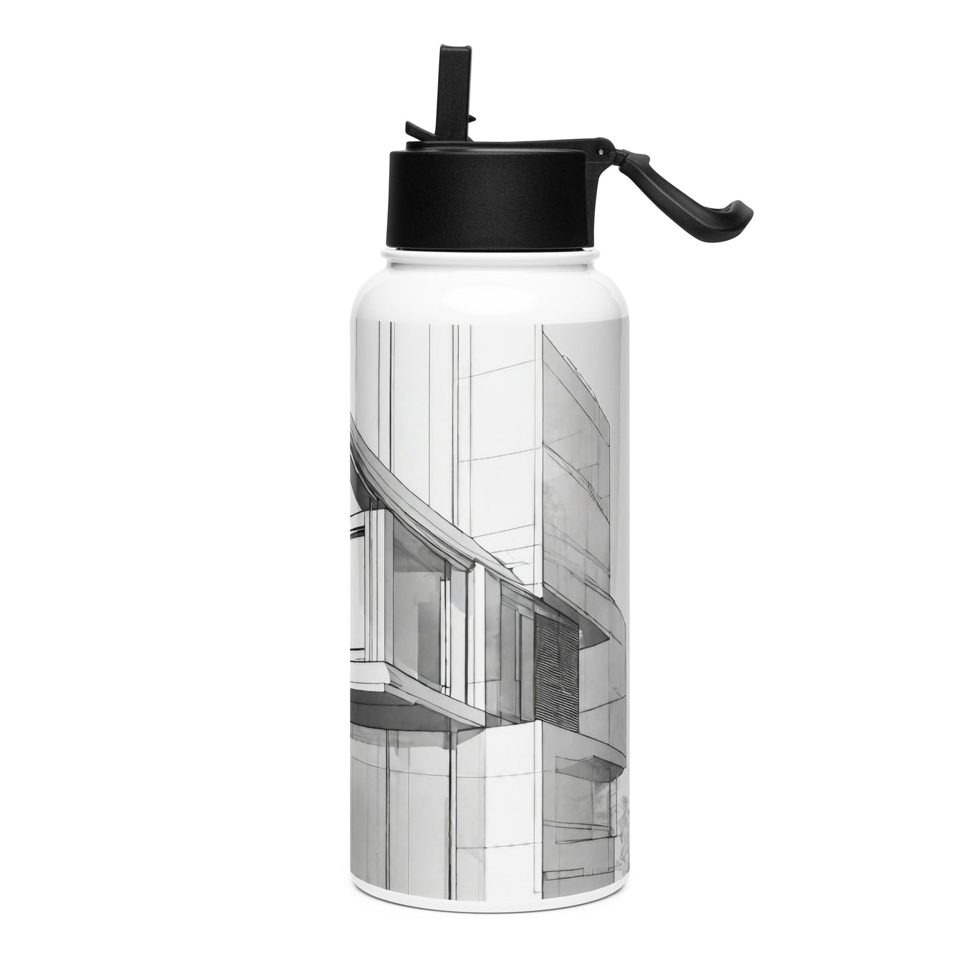 Stainless steel water bottle with a straw lid