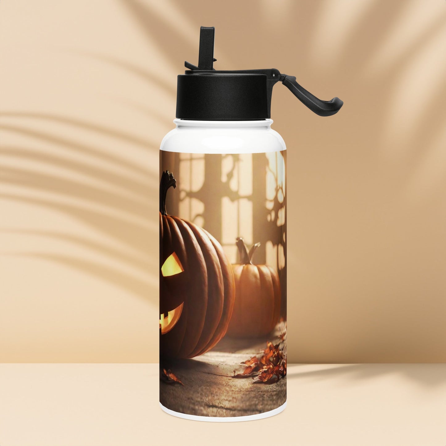 Stainless steel water bottle with a straw lid