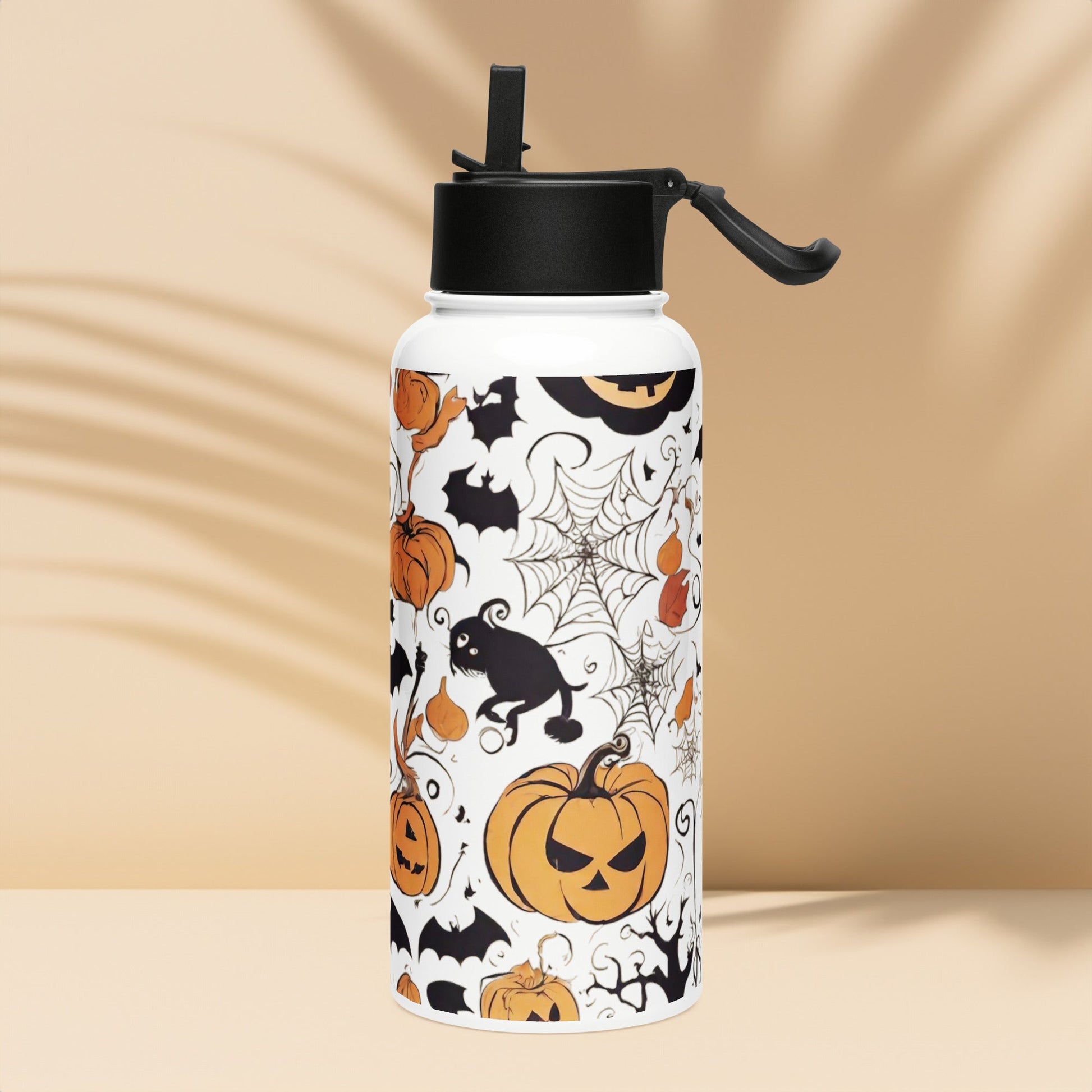 Stainless steel water bottle with a straw lid