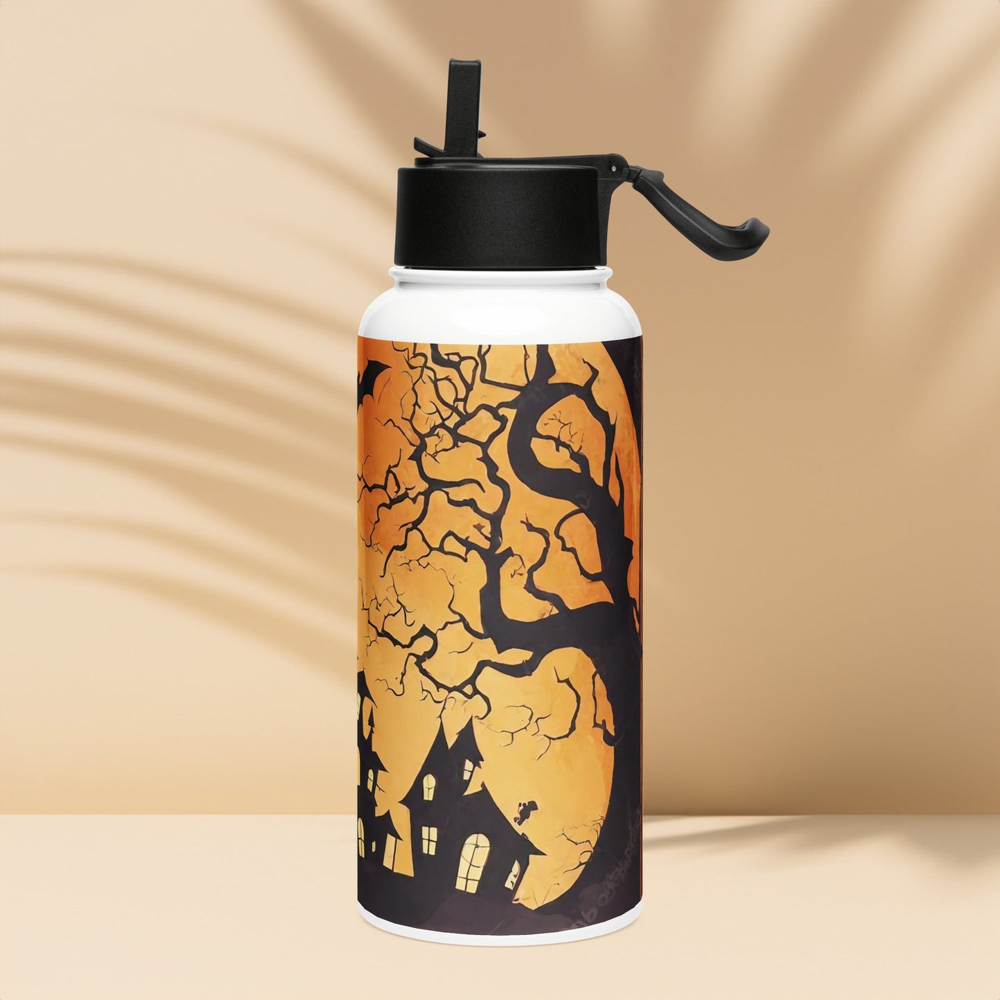 Stainless steel water bottle with a straw lid