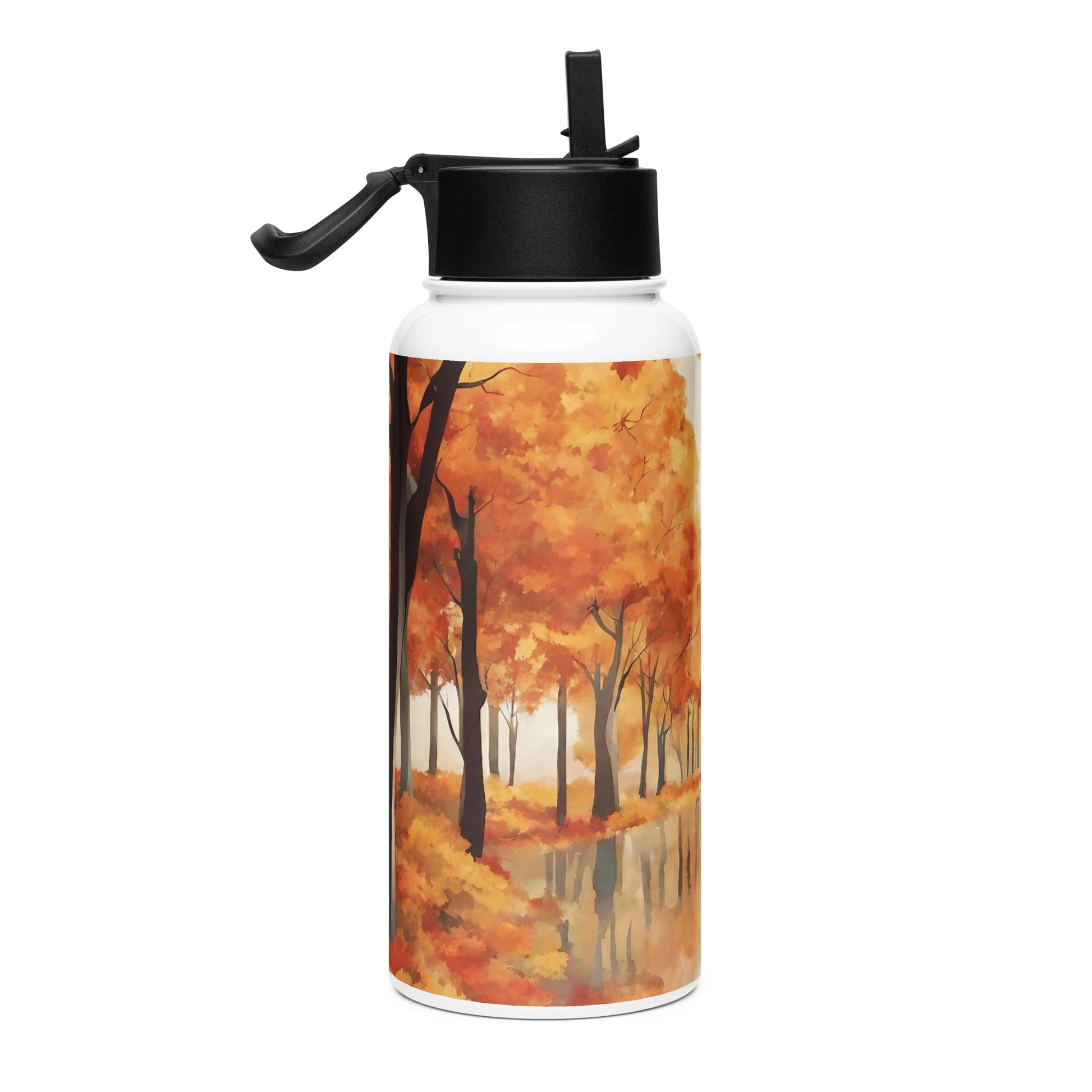 Stainless steel water bottle with a straw lid