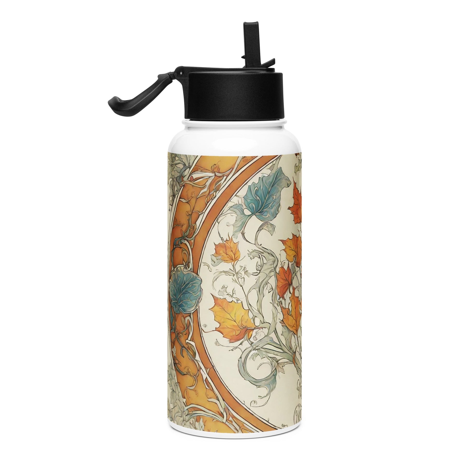 Stainless steel water bottle with a straw lid