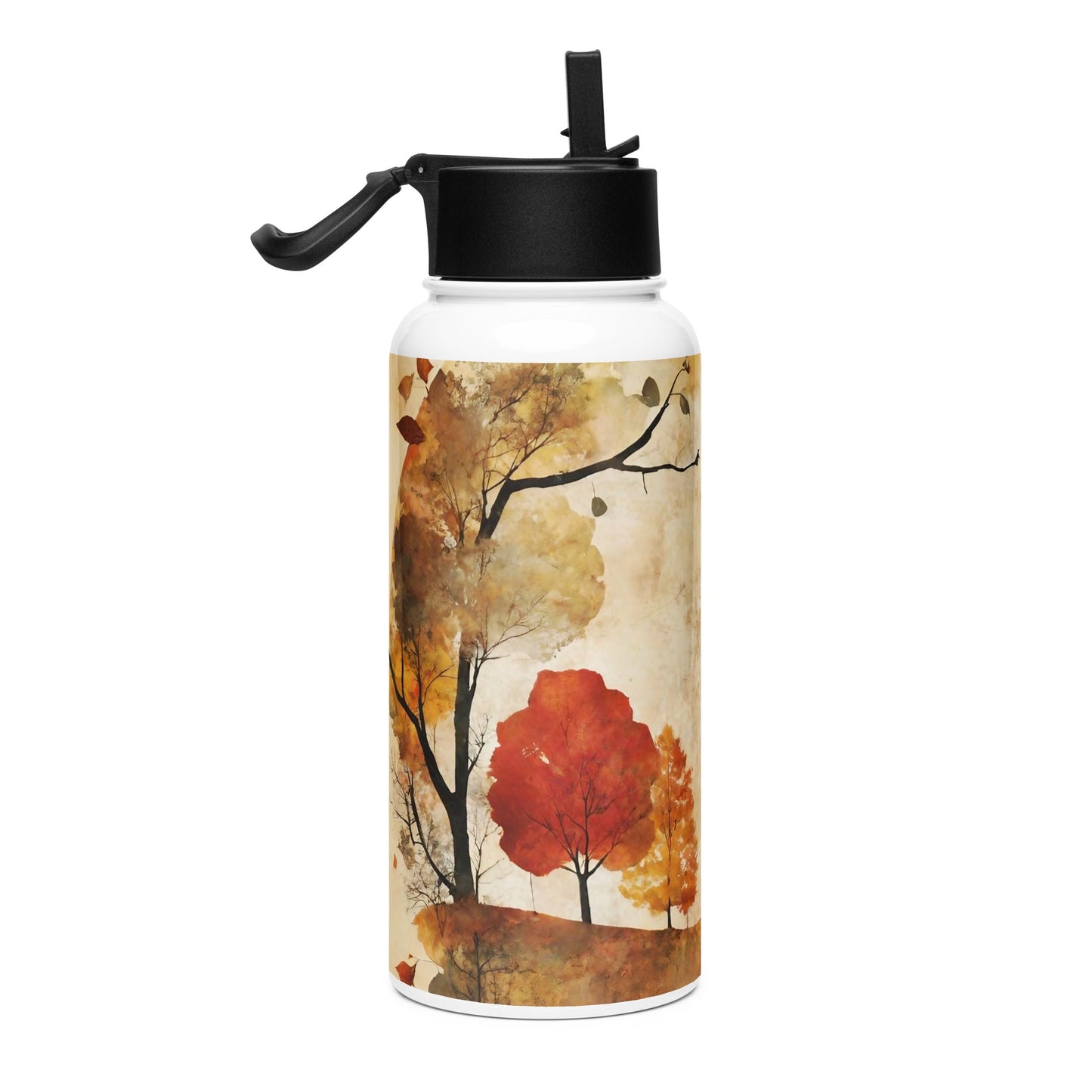 Stainless steel water bottle with a straw lid