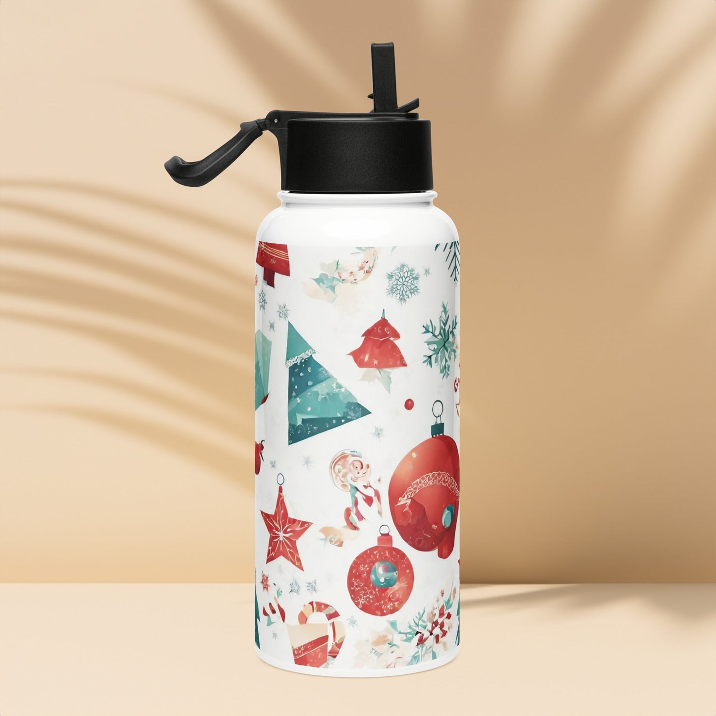 Stainless steel water bottle with a straw lid