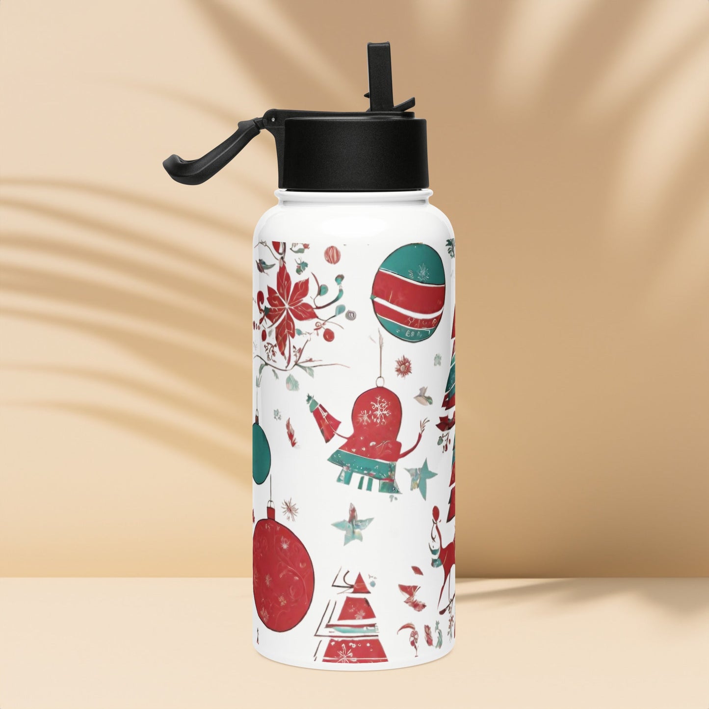 Stainless steel water bottle with a straw lid