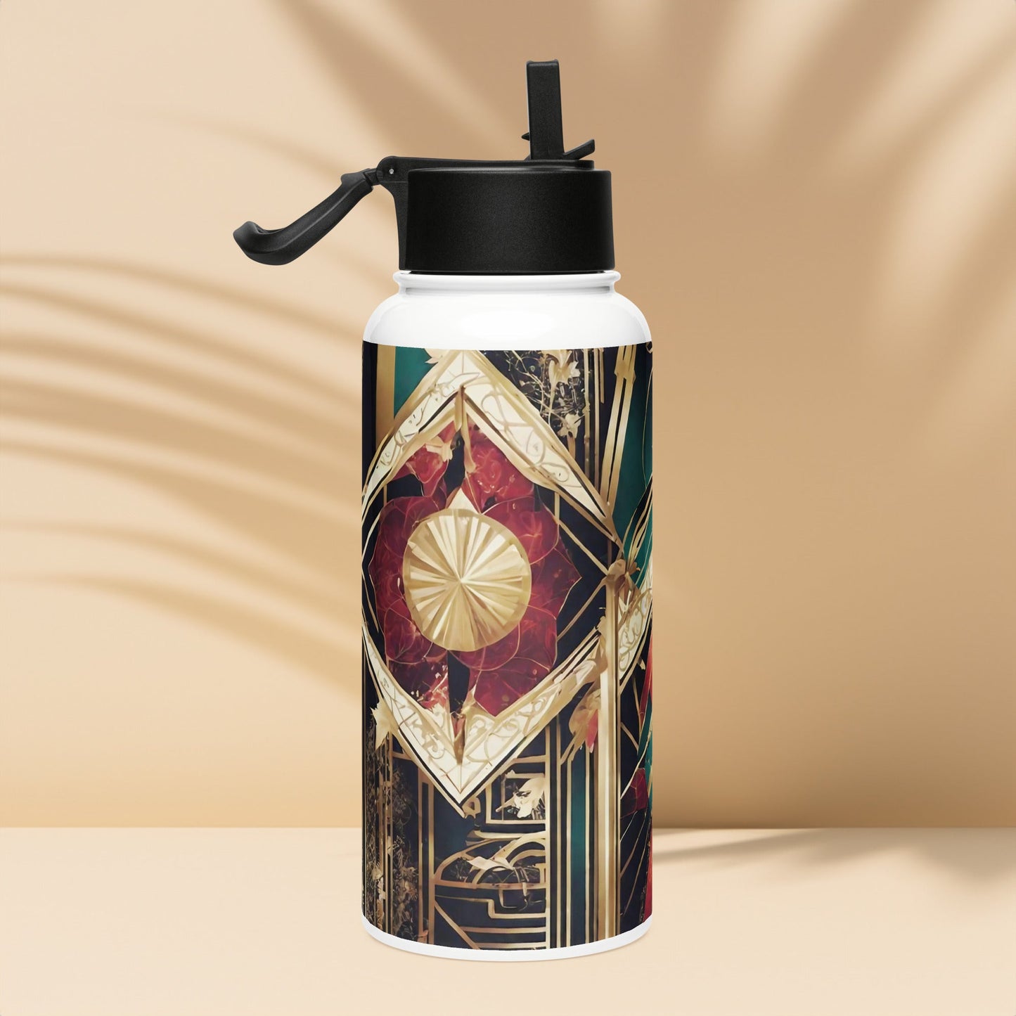 Stainless steel water bottle with a straw lid