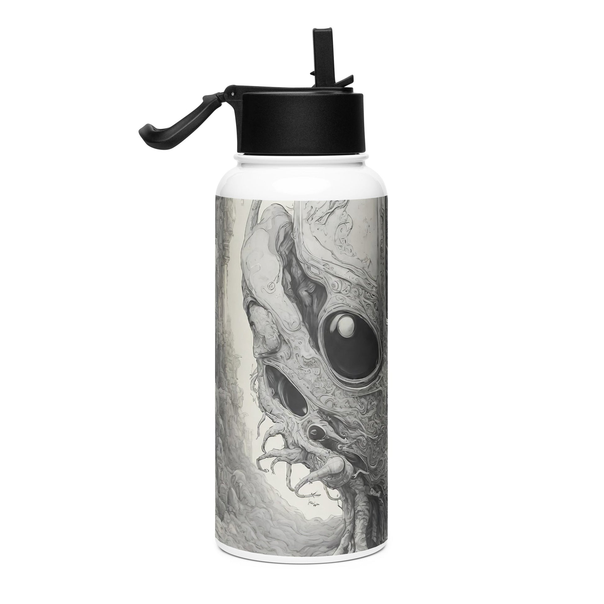 Stainless steel water bottle with a straw lid
