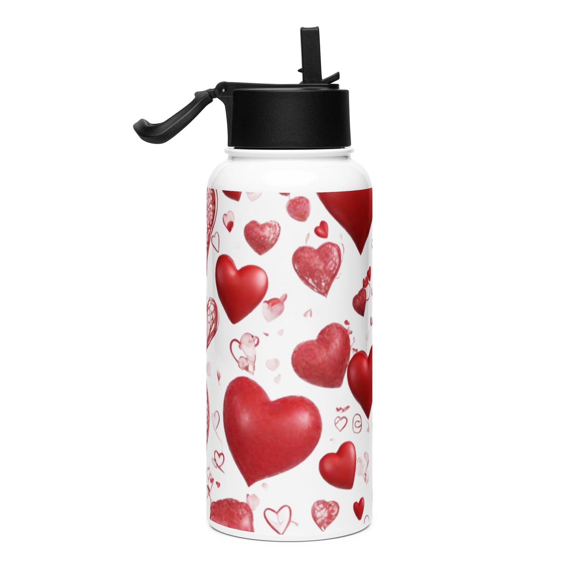 Stainless steel water bottle with a straw lid