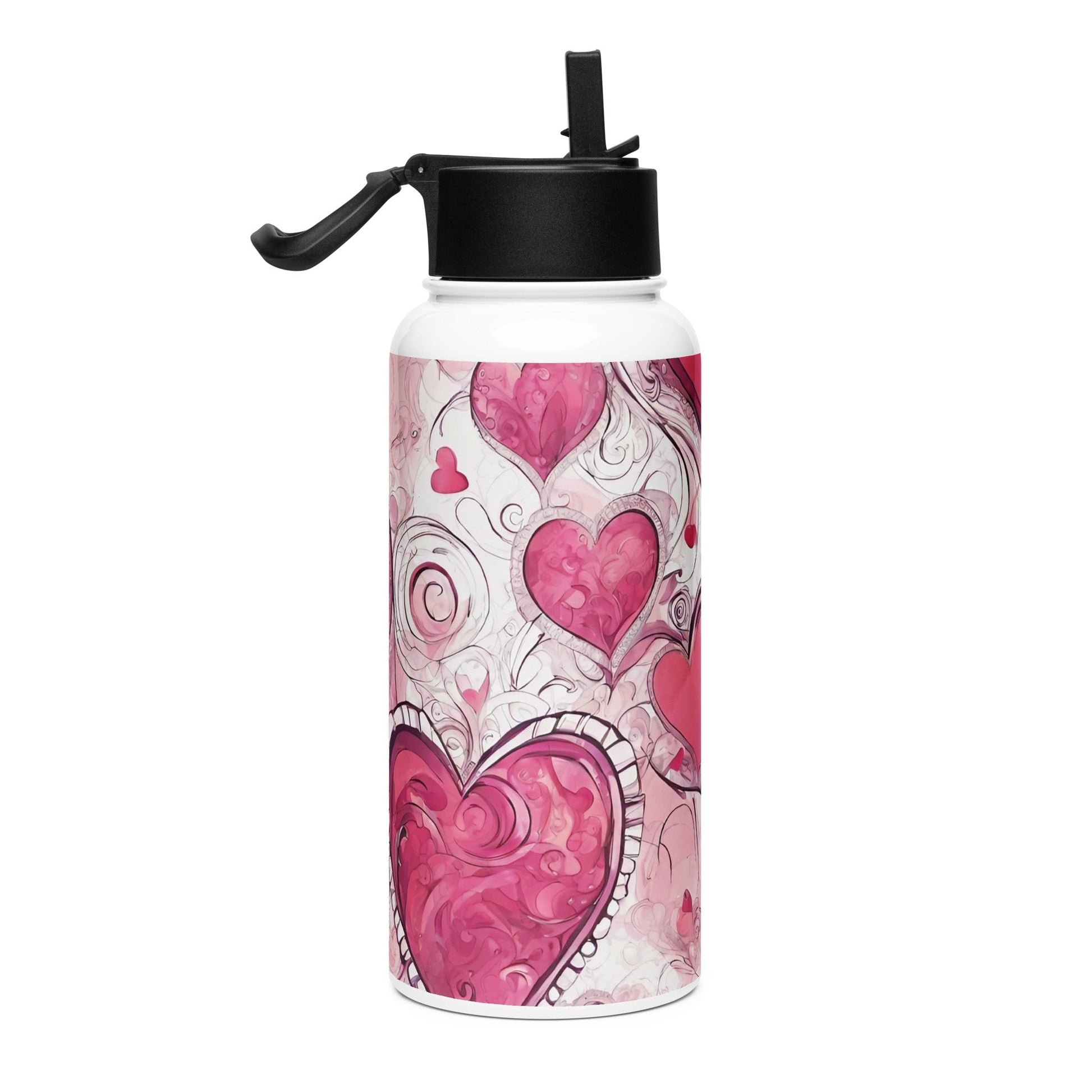 Stainless steel water bottle with a straw lid