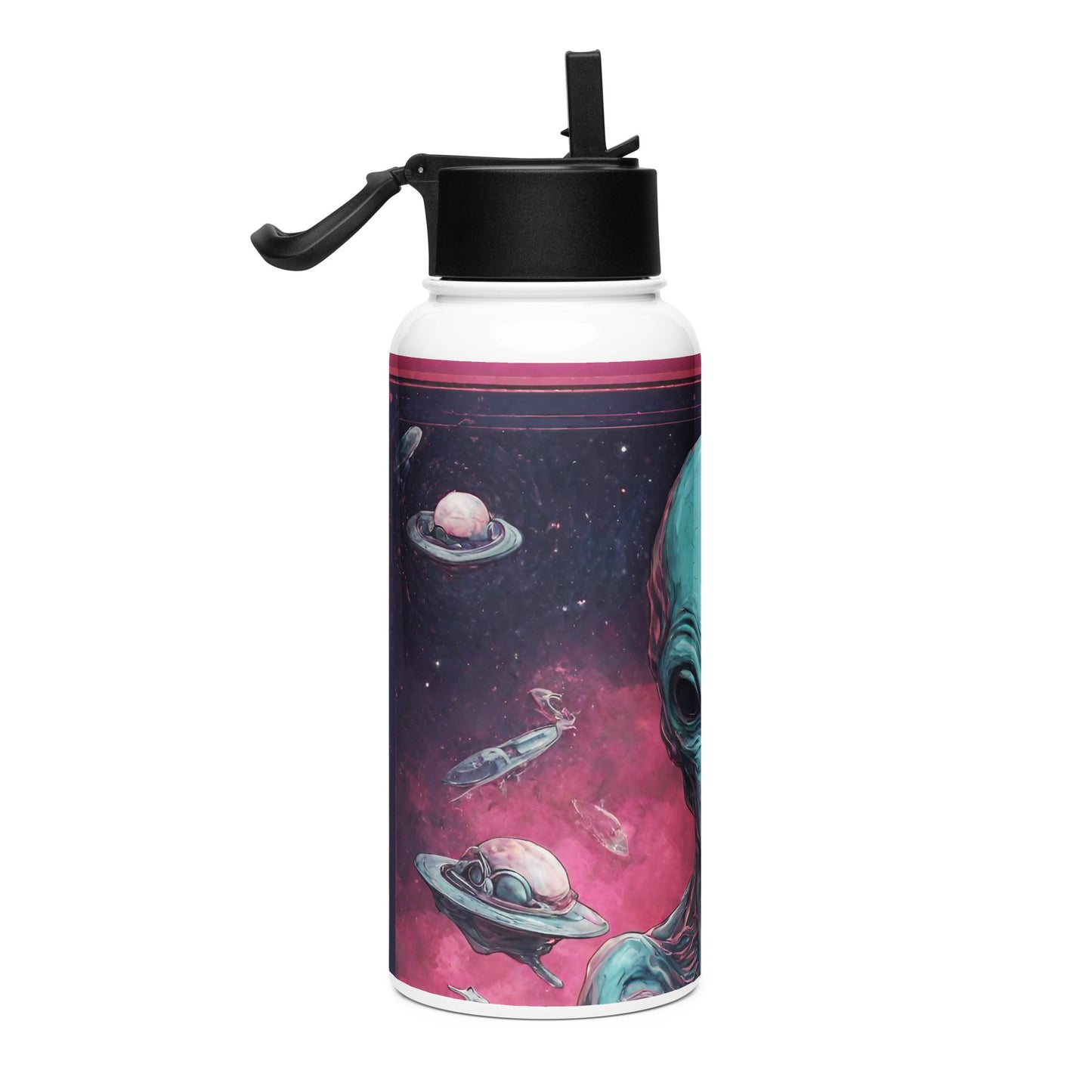 Stainless steel water bottle with a straw lid