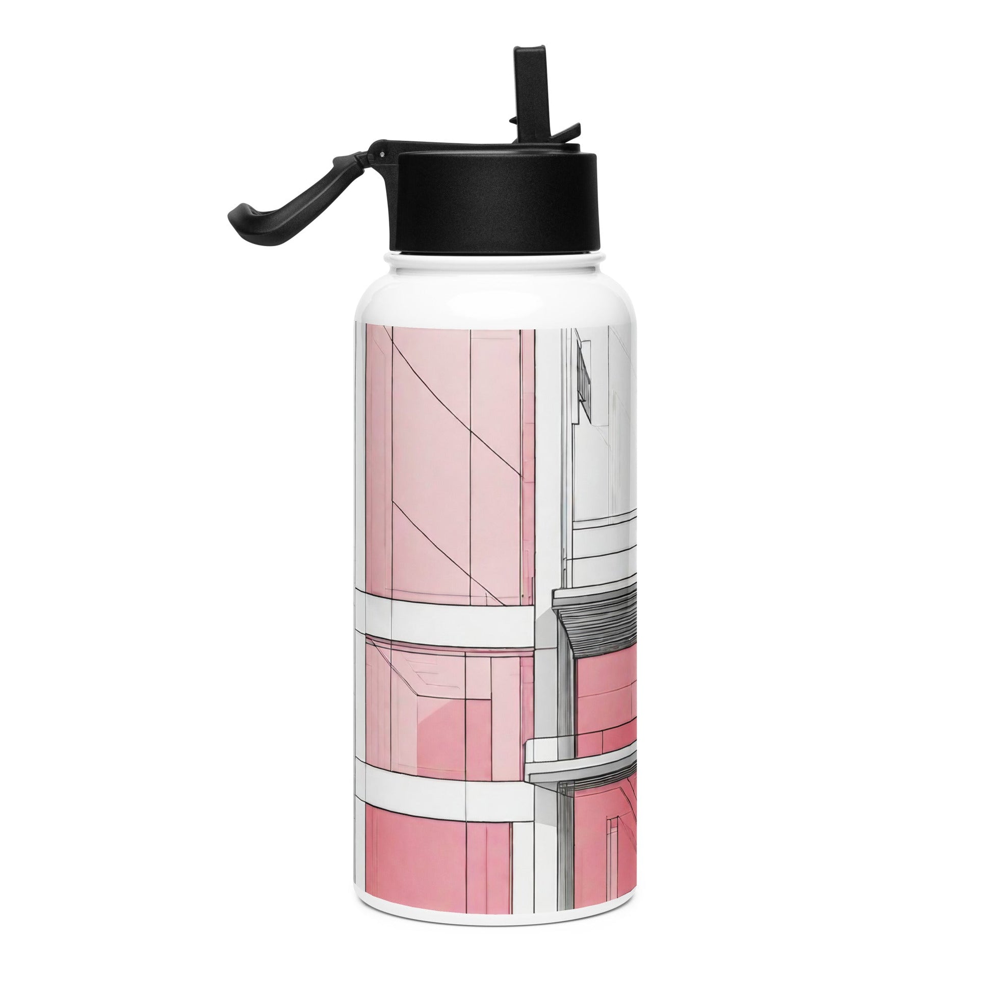 Stainless steel water bottle with a straw lid
