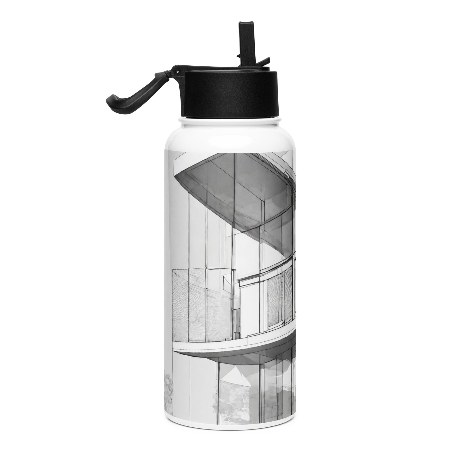 Stainless steel water bottle with a straw lid