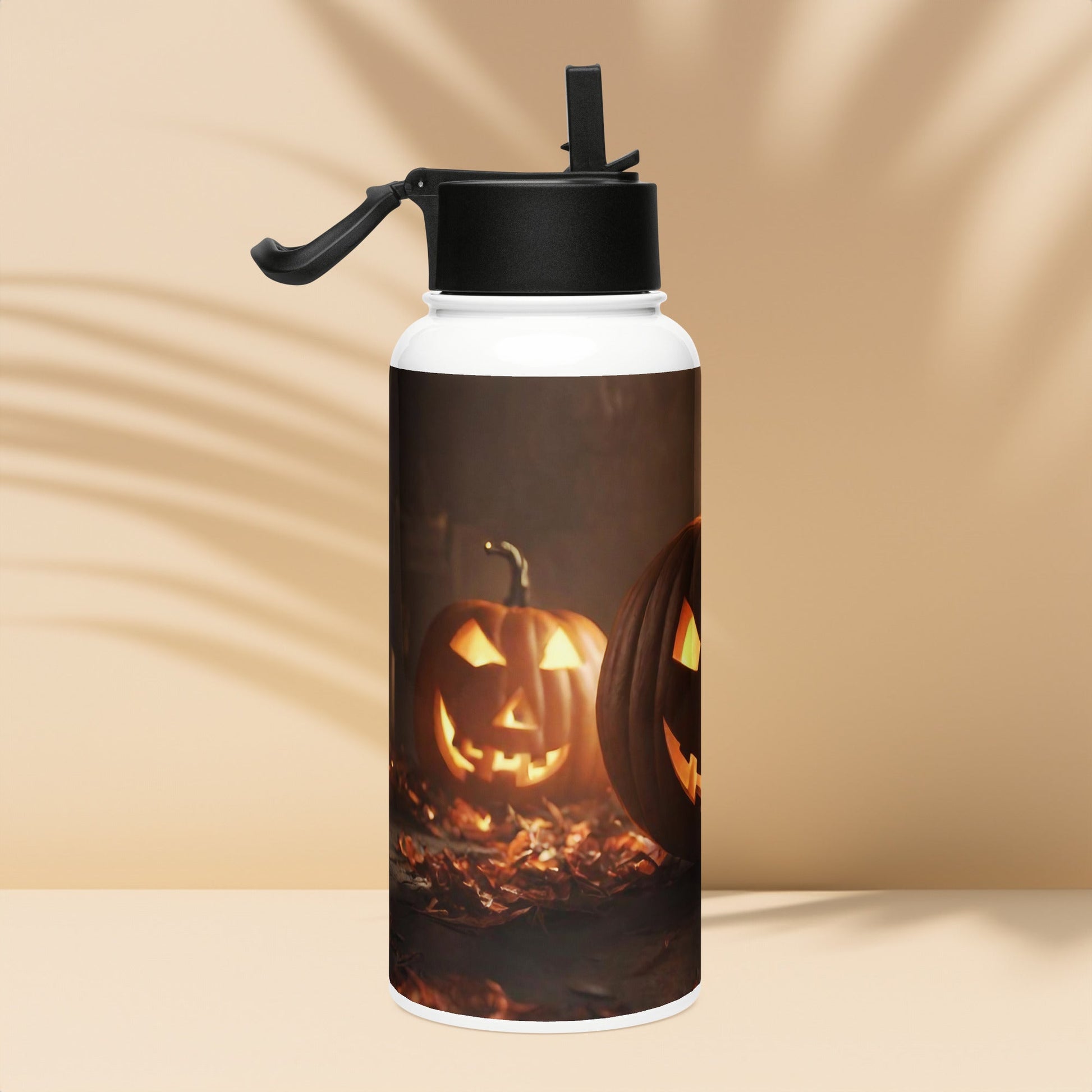 Stainless steel water bottle with a straw lid