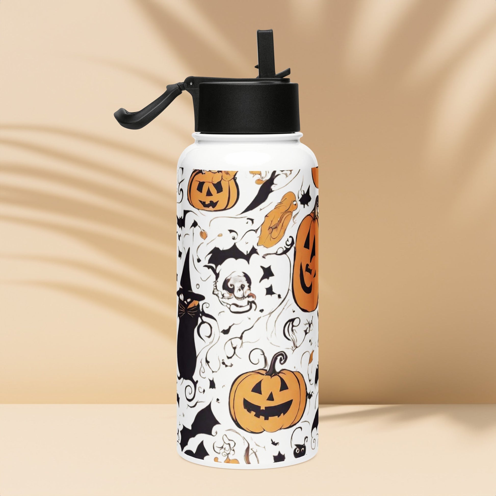 Stainless steel water bottle with a straw lid