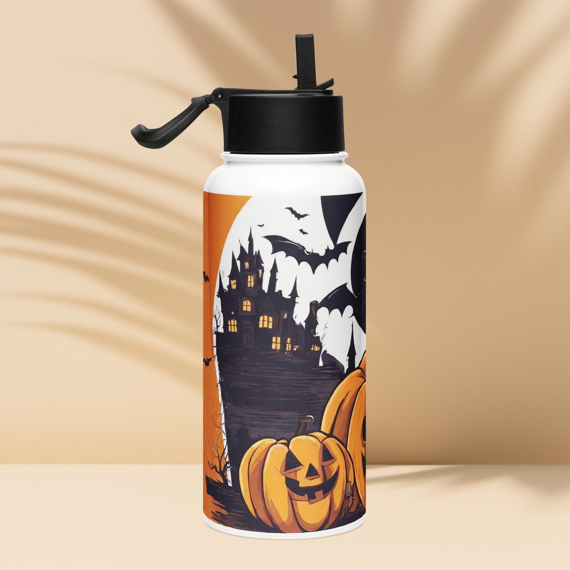 Stainless steel water bottle with a straw lid