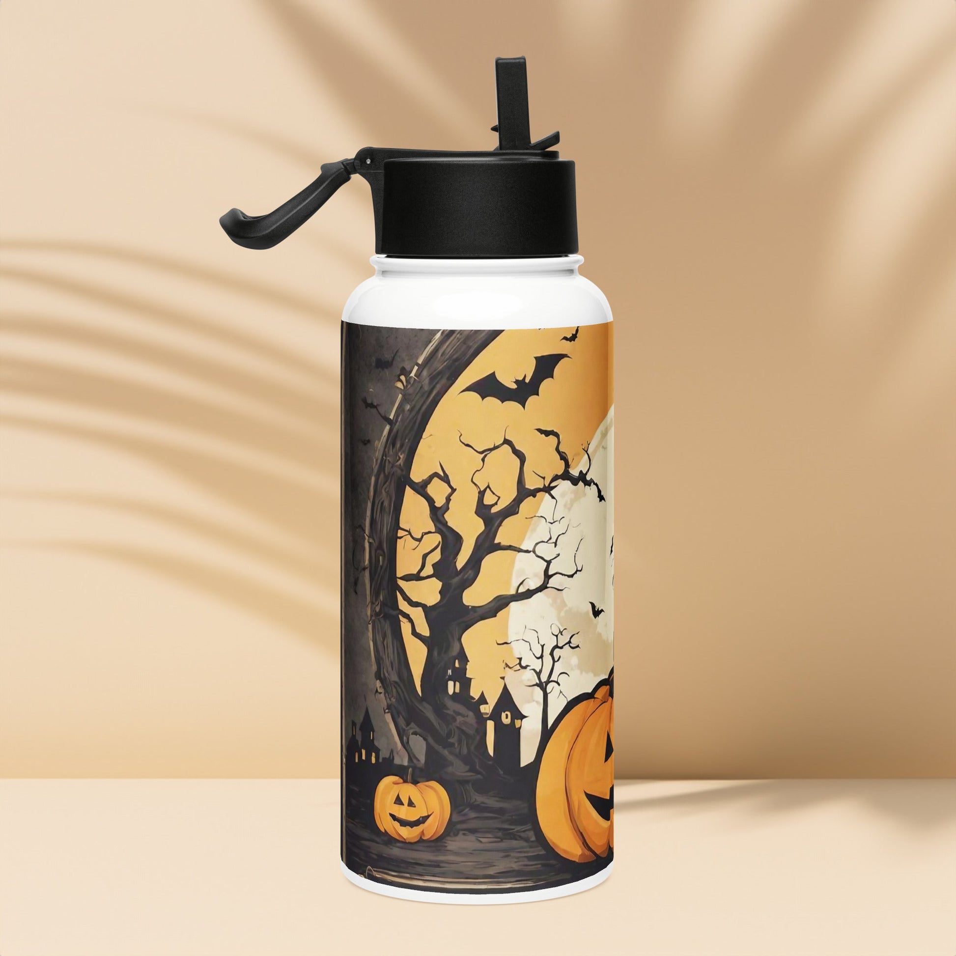 Stainless steel water bottle with a straw lid