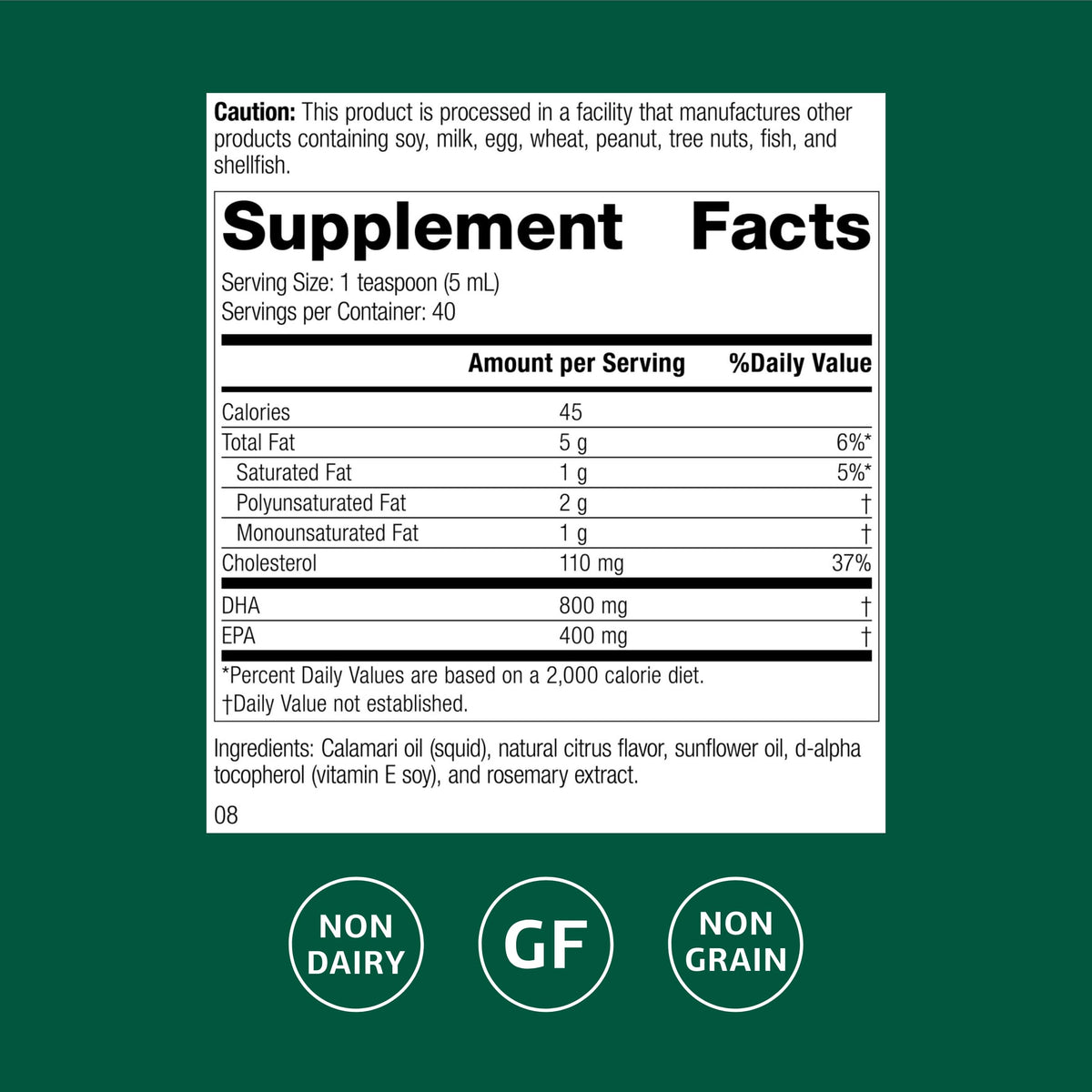 Standard Process Calamari Omega-3 Liquid – Heart & Brain Health