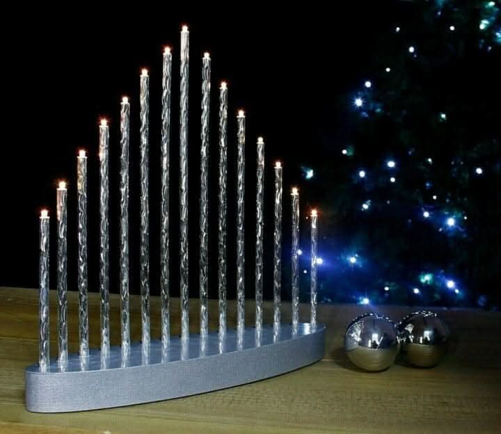 Christmas 15 LED Silver Twisted Candle Bridge