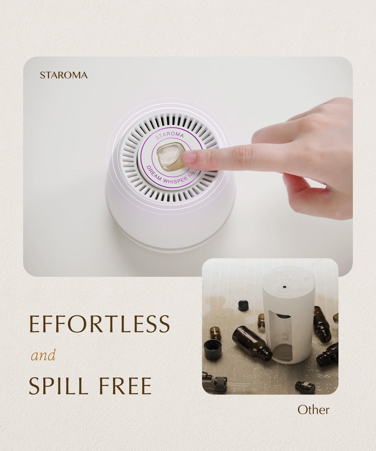 STAROMA Waterless Diffuser for Sleep – 30-Day Starter Kit | Cordless, Rechargeable Mini Aromatherapy for Small Rooms