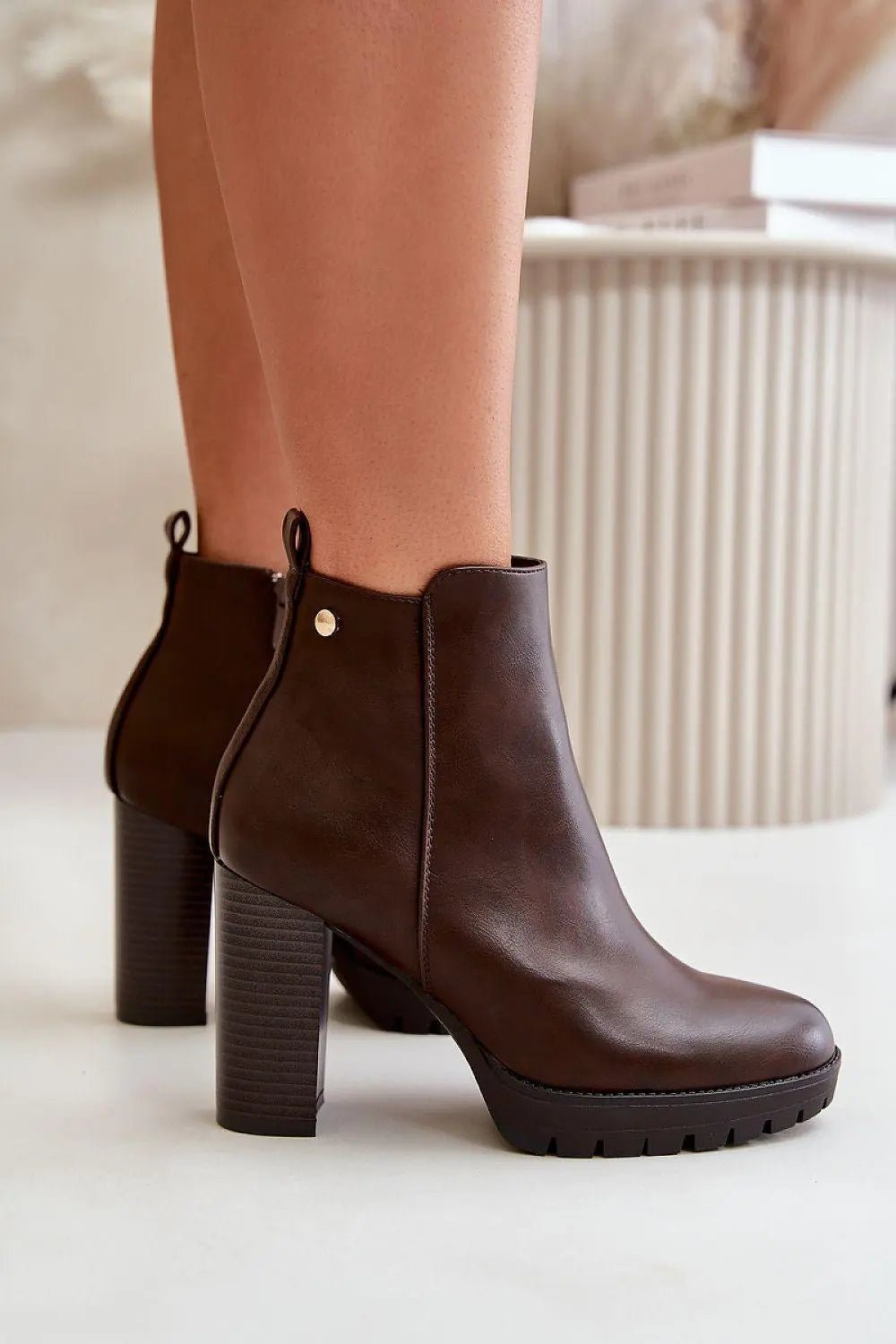 Step in style high column heel eco leather womens boots