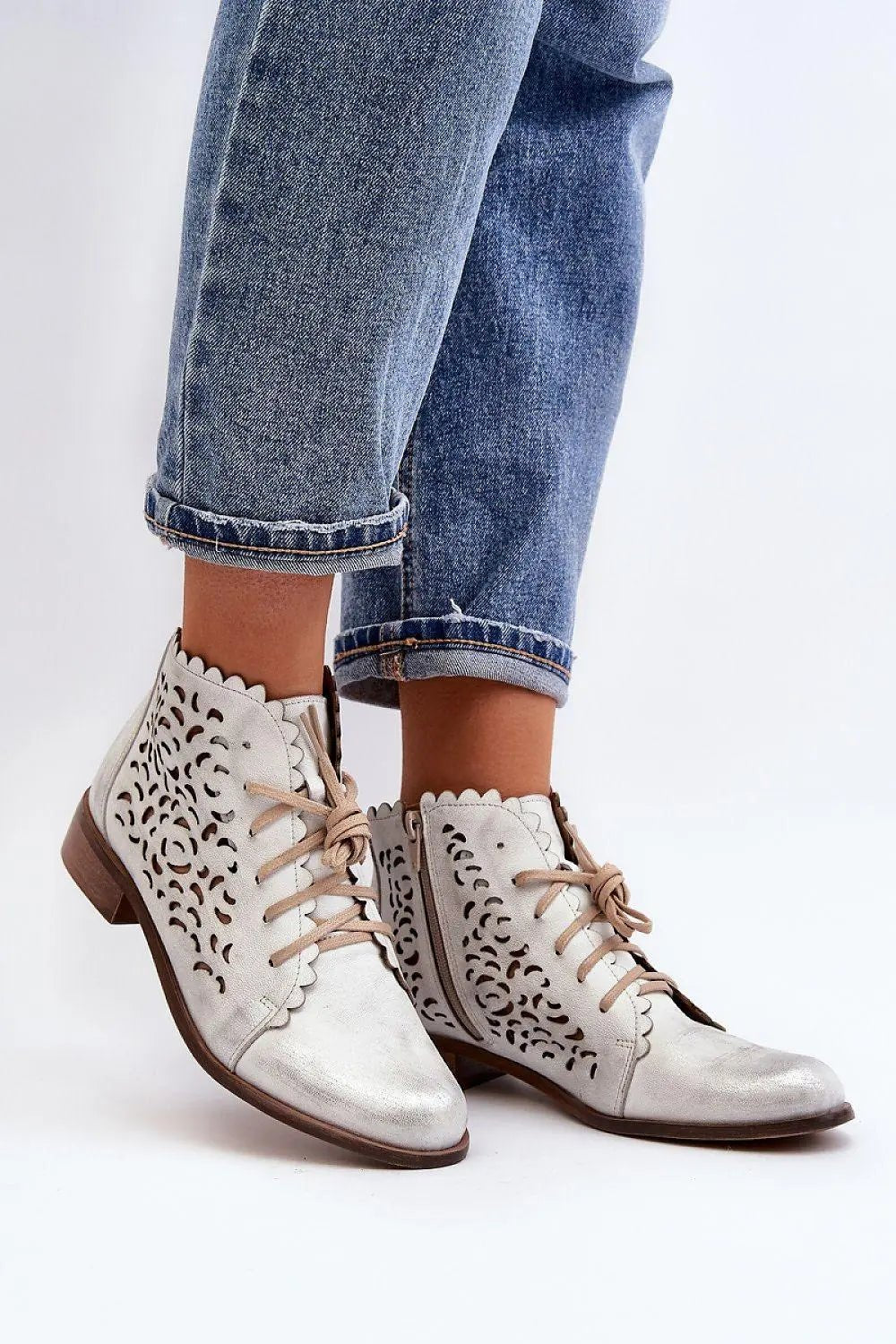 step in style natural high-quality leather women's boots