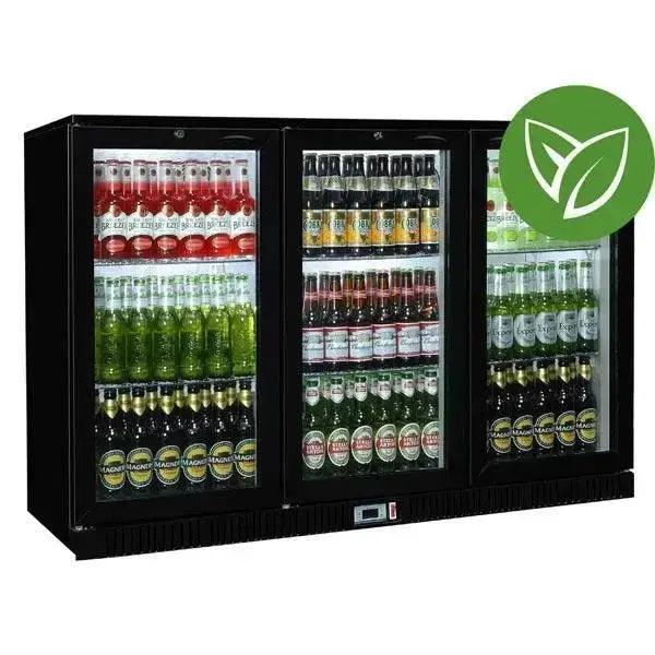 Sterling Pro Green SP3HC-BH Black Triple Door Hinged Bottle Cooler 300 Ltrs / 274 Bottles