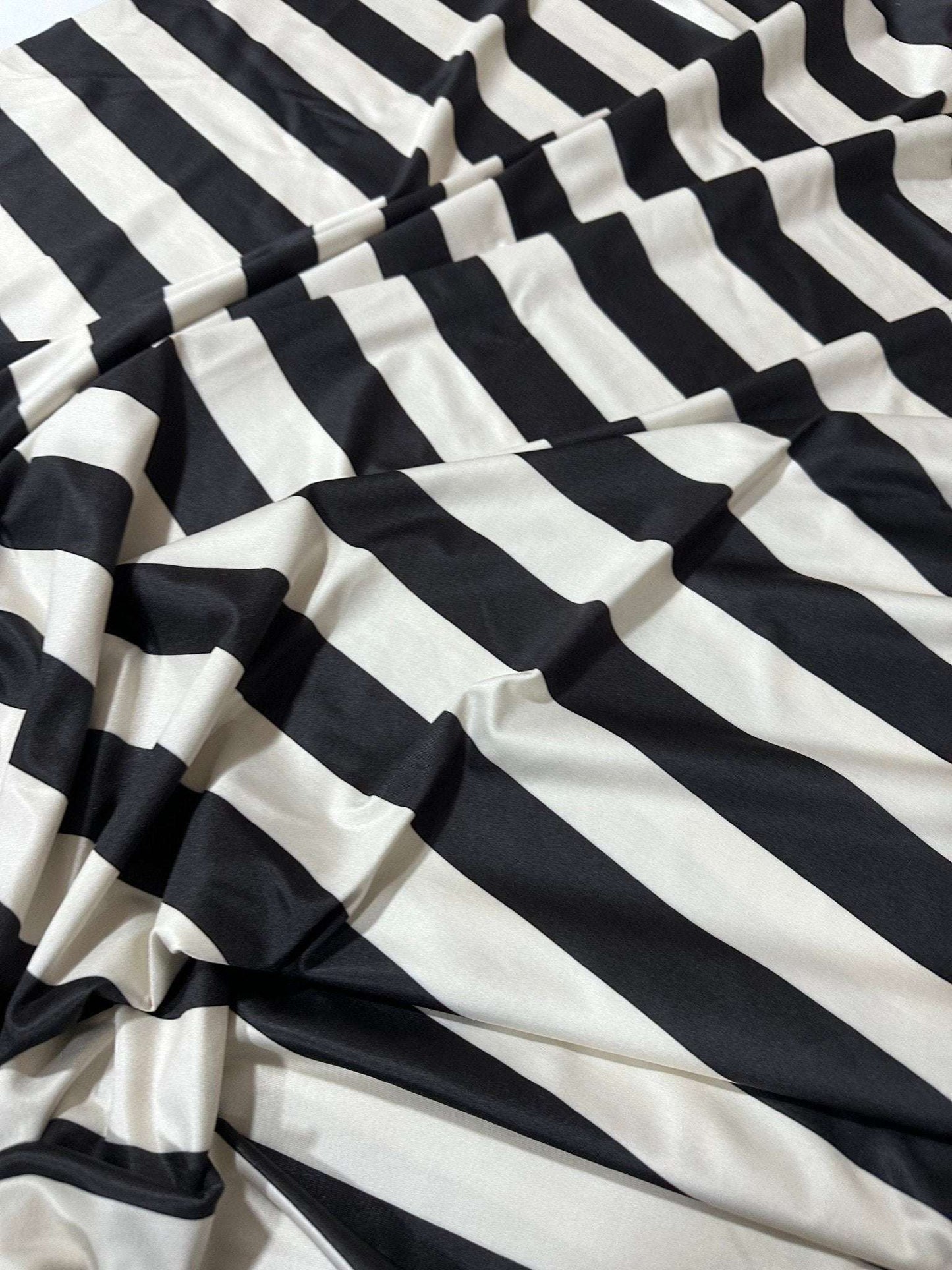 Black and Off-White Striped Fabric – Multiple Fabric Options, Sold by Metre
