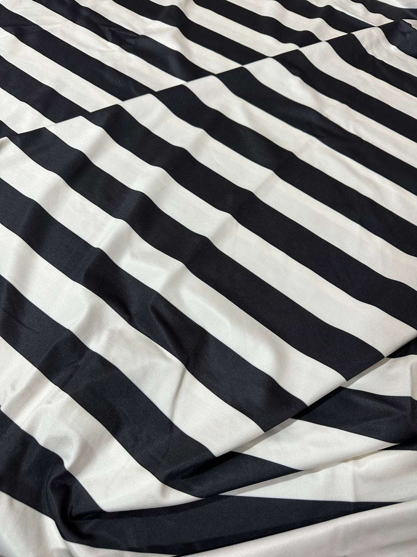 Black and Off-White Striped Fabric – Multiple Fabric Options, Sold by Metre
