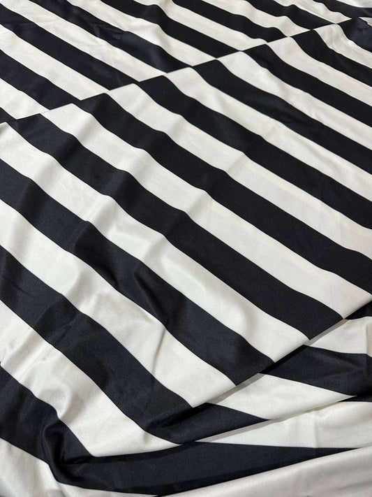 Black and Off-White Striped Fabric – Multiple Fabric Options, Sold by Metre