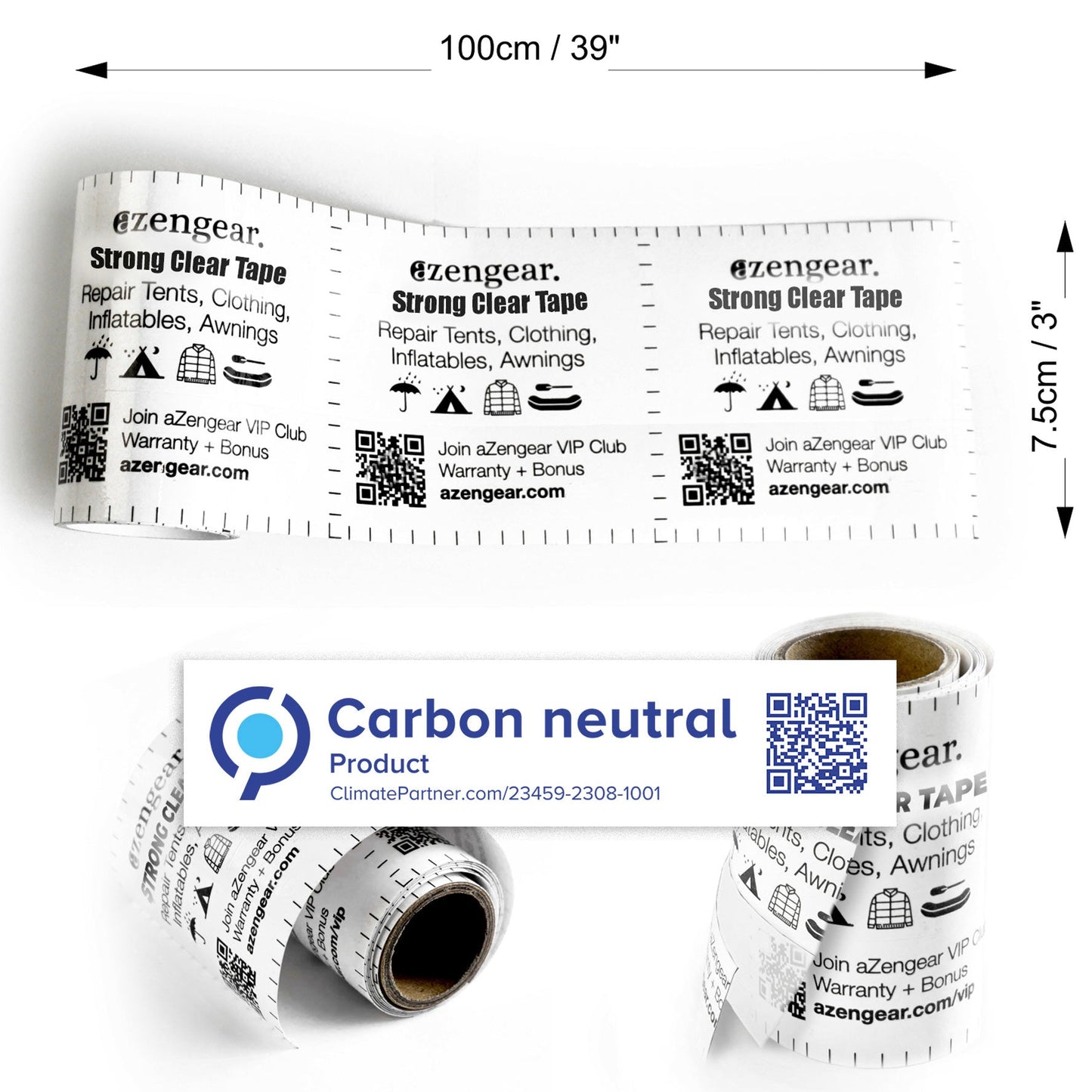 Clear Tenacious Waterproof Tape, Patch Repair Kit for Tents, Jackets, Inflatables, PVC, Shoes