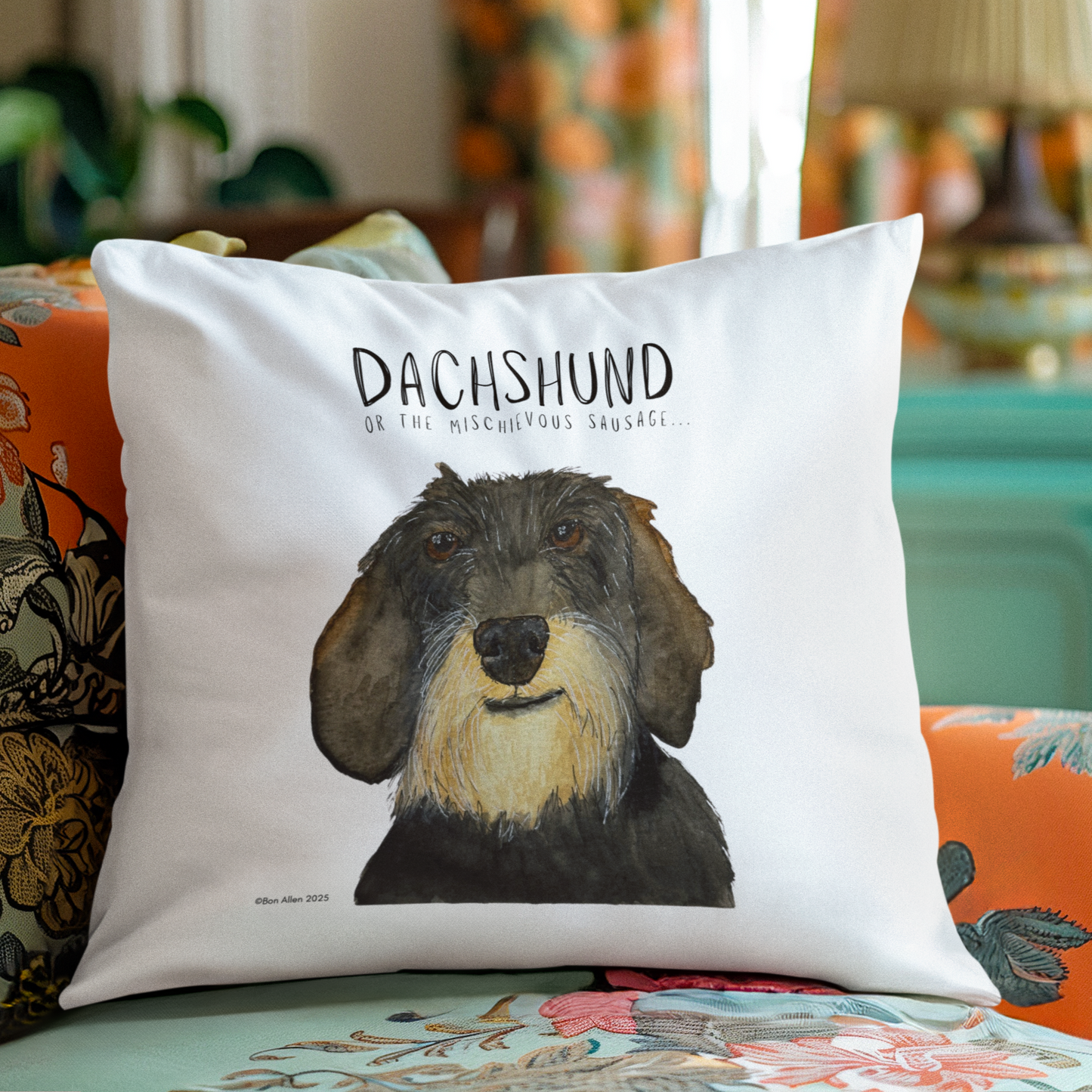 Dachshund Cushion Cover – Mischievous Hot Dog Energy!