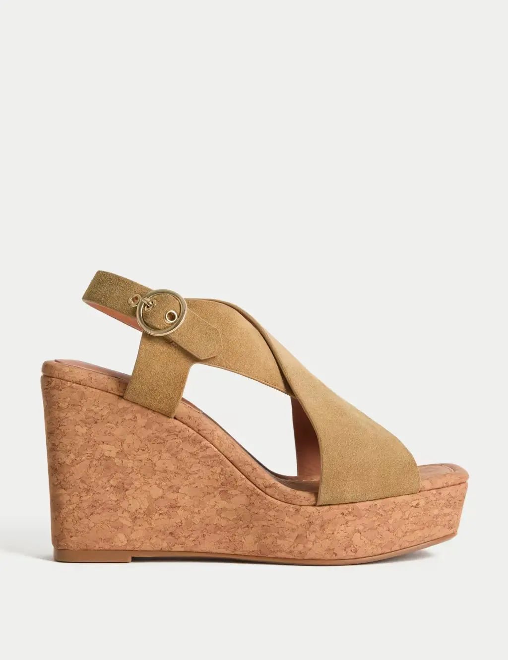 Suede Crossover Wedge Sandals