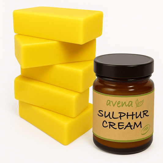 Sulphur Soap 5-Pack (200g each) & Cream Vitamin E Enriched Vegan Acne Eczema
