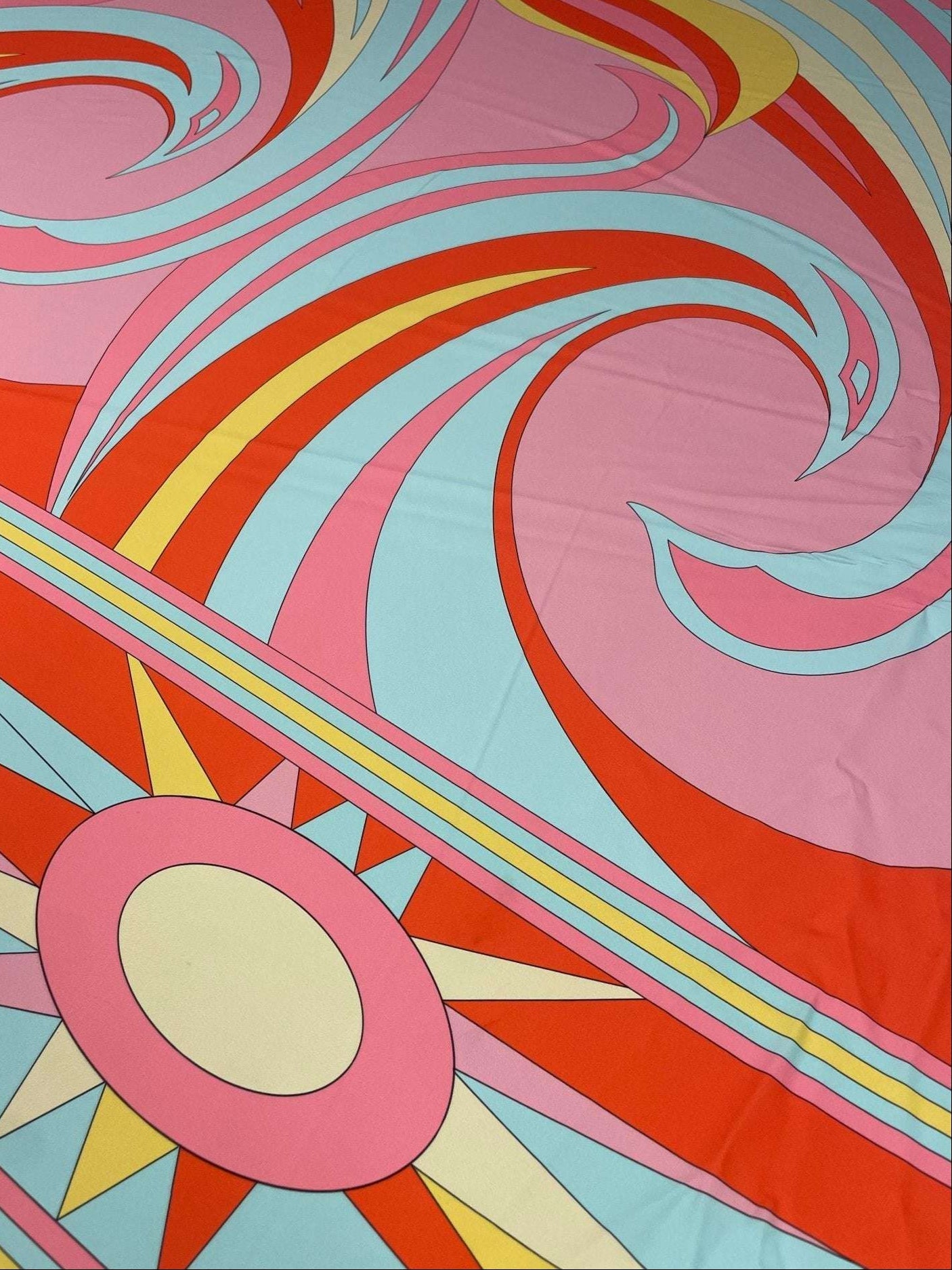 Retro Psychedelic and Sun Print Fabric By Metre