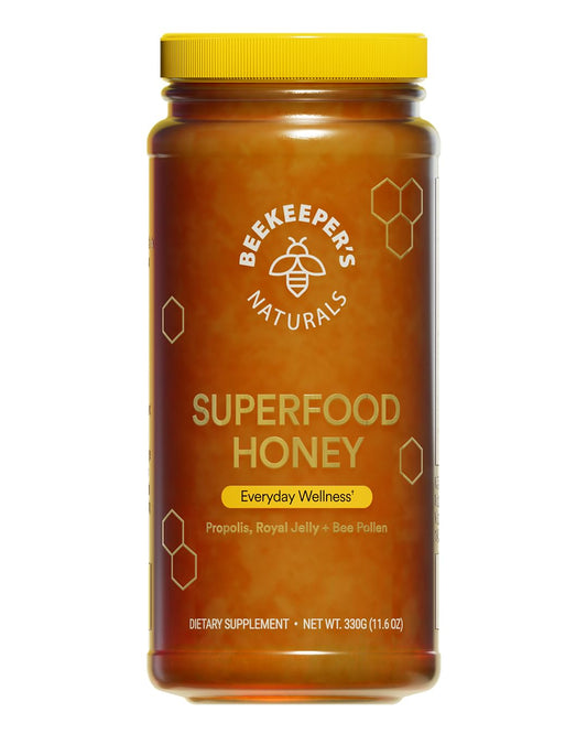 Beekeeper's Naturals Superfood Honey – Bee Pollen, Royal Jelly & Propolis (11.6 oz)