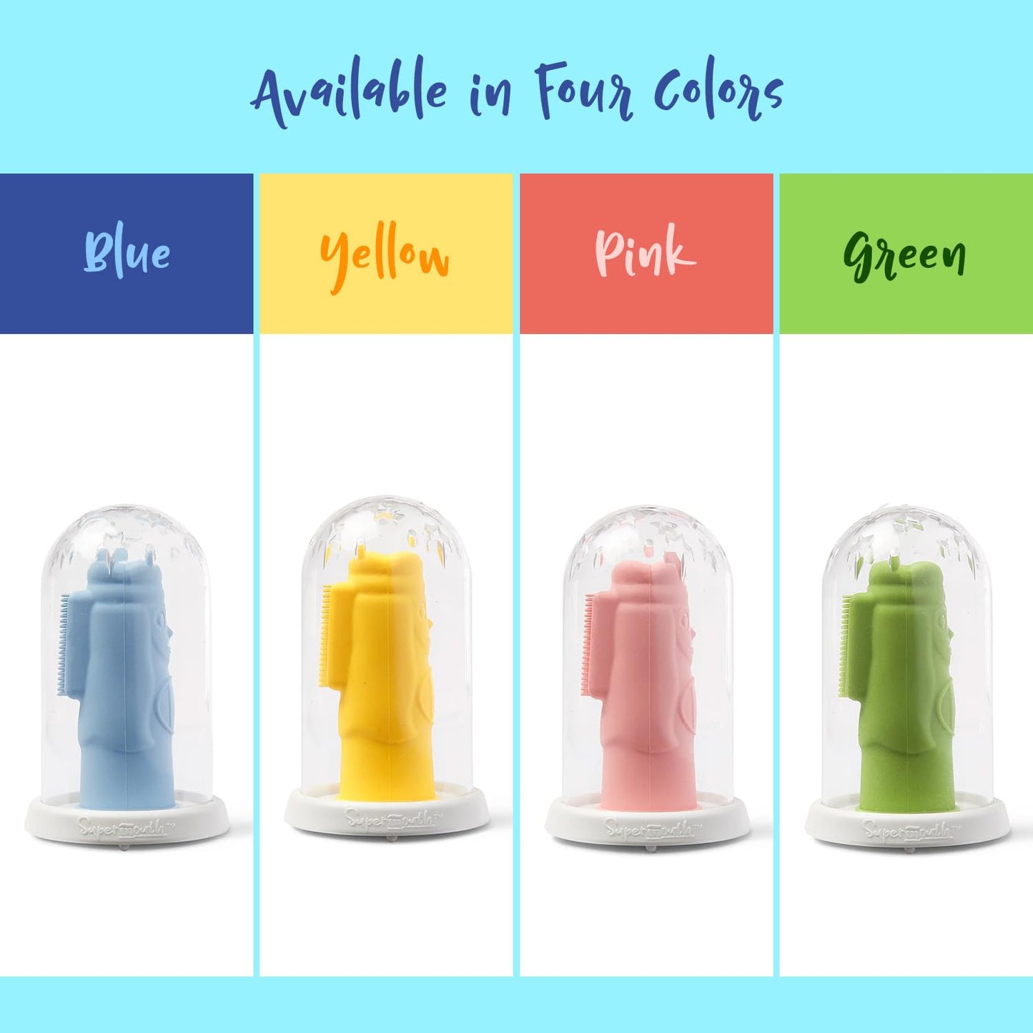 SuperMouth Tooth Keri Baby Finger Brush – Soft Silicone Bristles, Light-Up Wand, 4 Colors