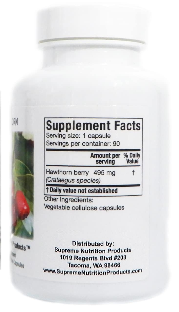 Supreme Nutrition Hawthorn, 90 Pure Hawthorn Berry Vegetarian Capsules
