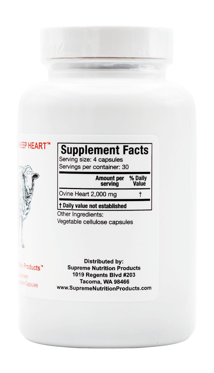 Supreme Nutrition Grass-Fed Sheep Heart Capsules – 120 Ovine Heart (Pack of 2)