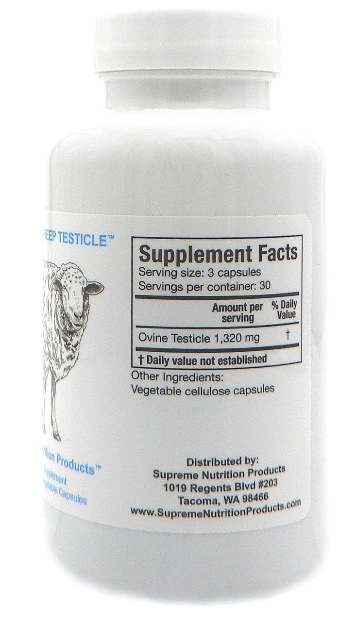 Supreme Nutrition Sheep Testicle — 100% Grass-Fed Ovine Testicle, 90 Capsules, New Zealand Finished